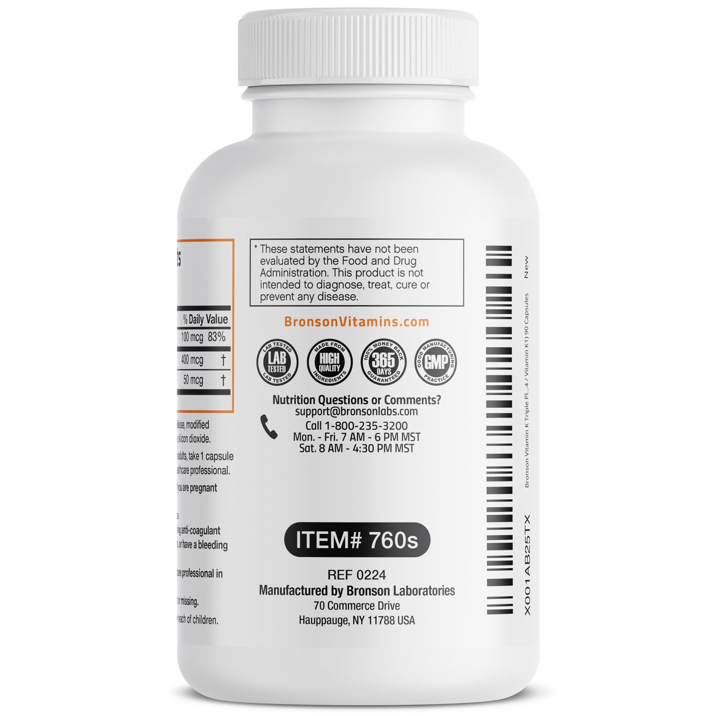 Bronson Vitamin K Triple Play Full Spectrum Complex Vitamin K Supplement 90 Capsules