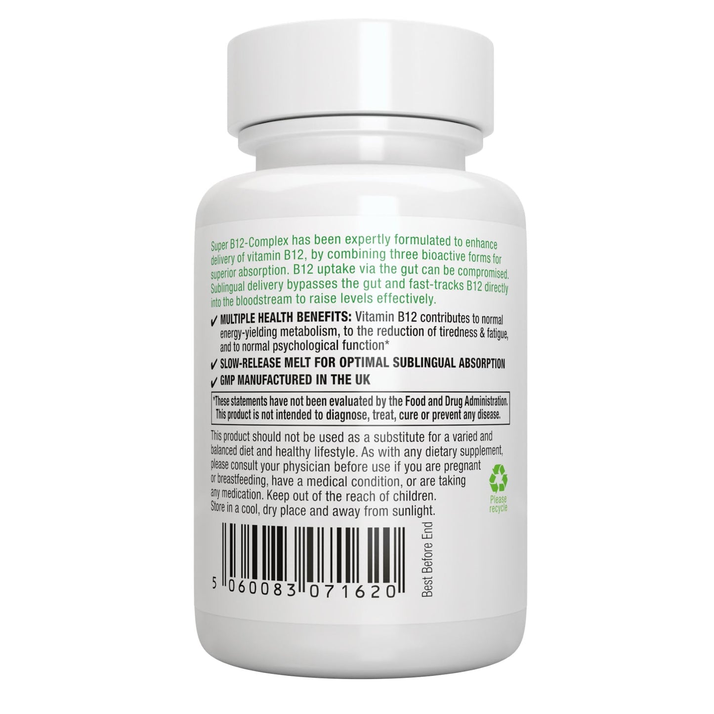 Igennus Healthcare Nutrition Sublingual Vitamin B12 Complex 1000mcg, 180 Tablets