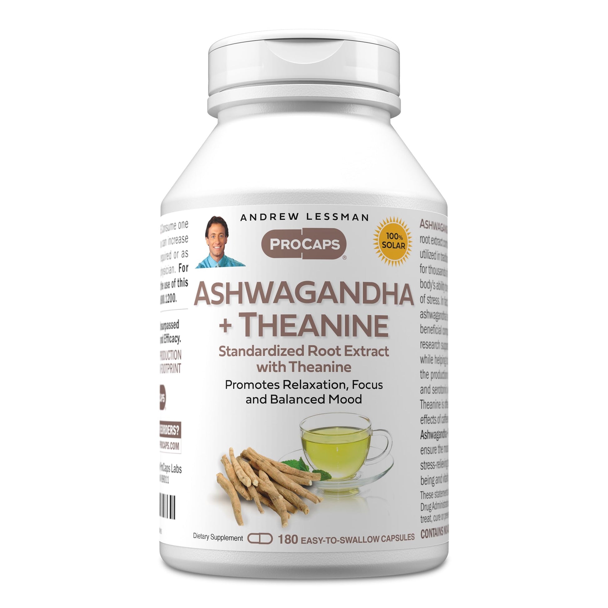 ANDREW LESSMAN Ashwagandha + Theanine Capsules 180 Count