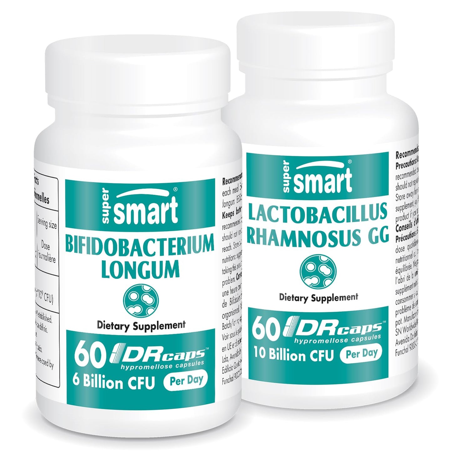 Supersmart Bifidobacterium Longum and Lactobacillus Rhamnosus GG Intestinal Comfort Bundle Capsules 120