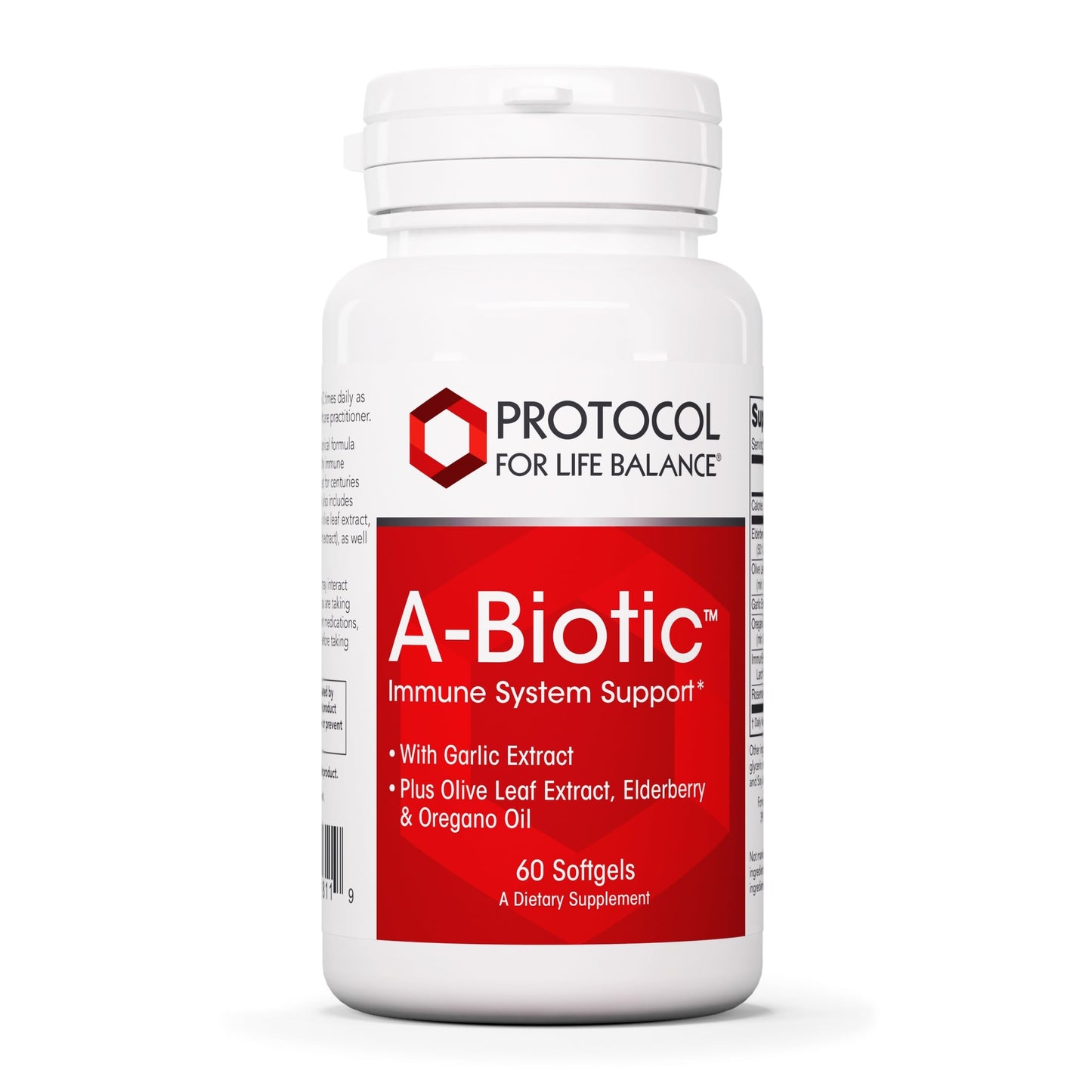 Protocol for Life Balance A-Biotic Garlic Immune Support with Elderberries, Olive Leaf Extract, Oregano & Rosemary Oils Softgels 60 Count