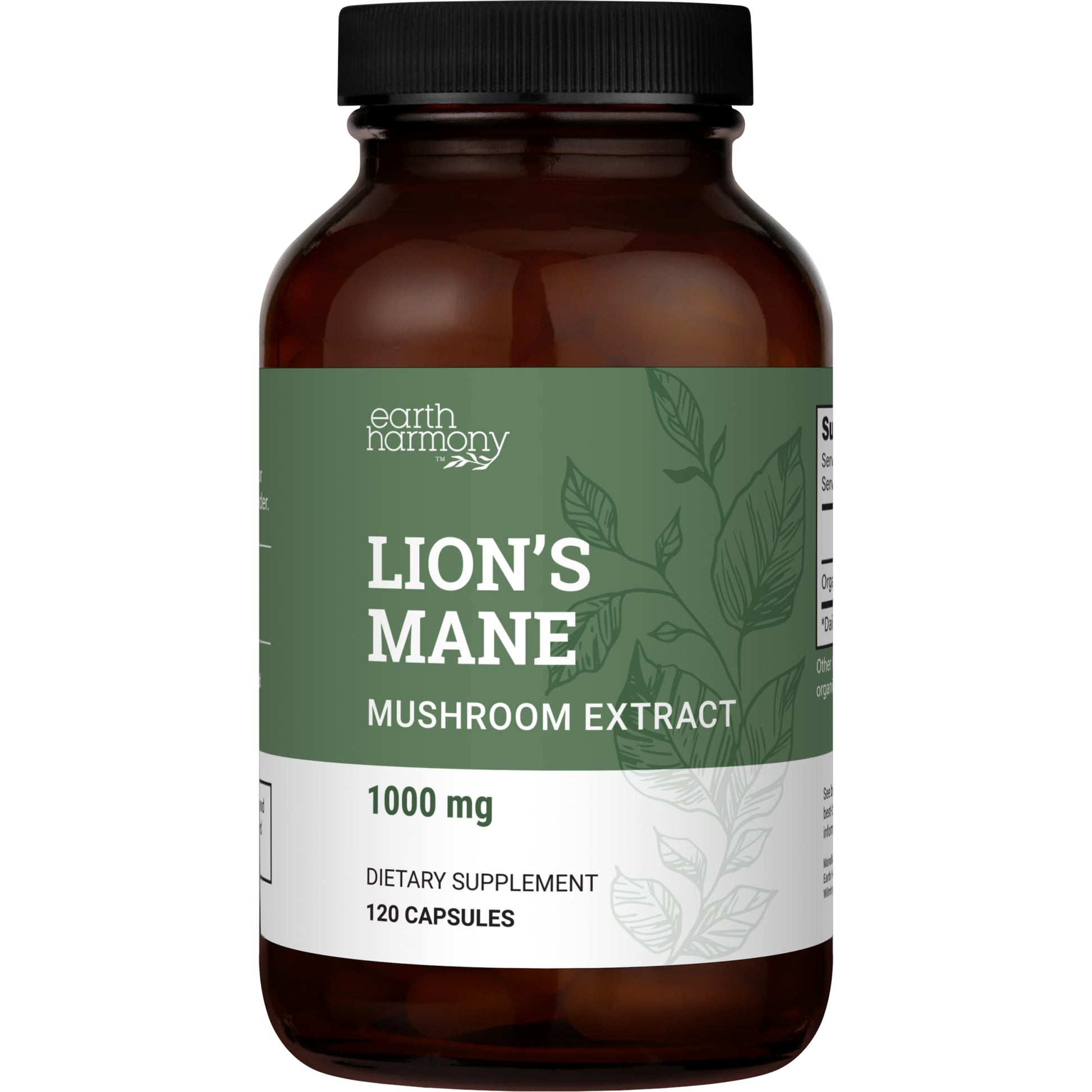 Earth Harmony Naturals Lions Mane Supplement 120 Capsules