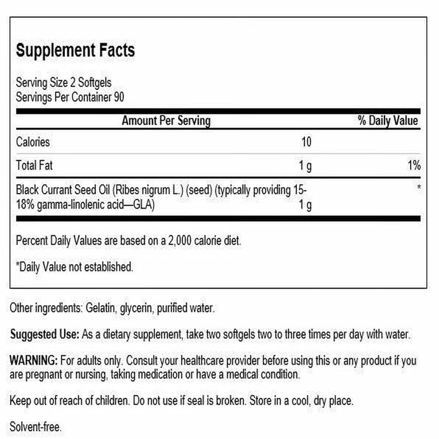 Swanson Black Currant Seed Oil 500mg Softgels 360 Count