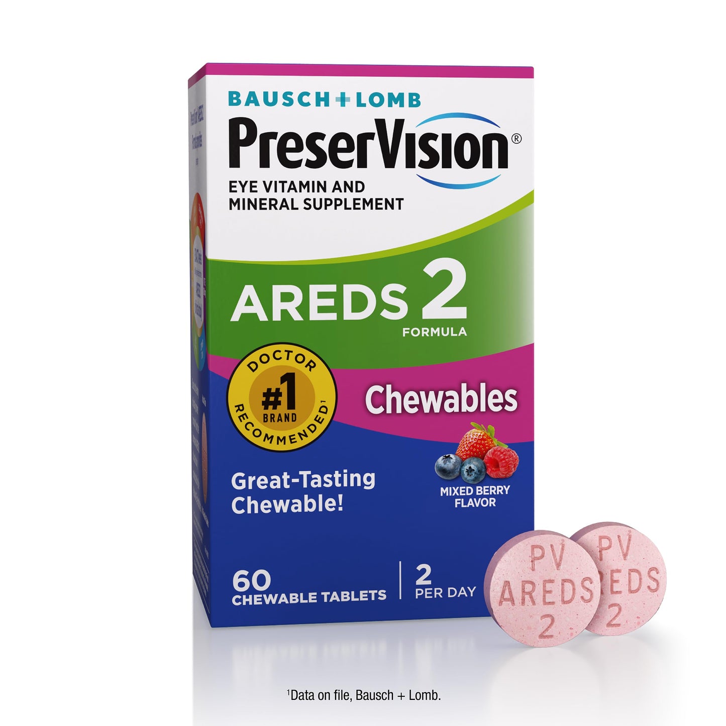 PreserVision AREDS 2 Chewable Eye Vitamins, Mixed Berry, 60 Tablets