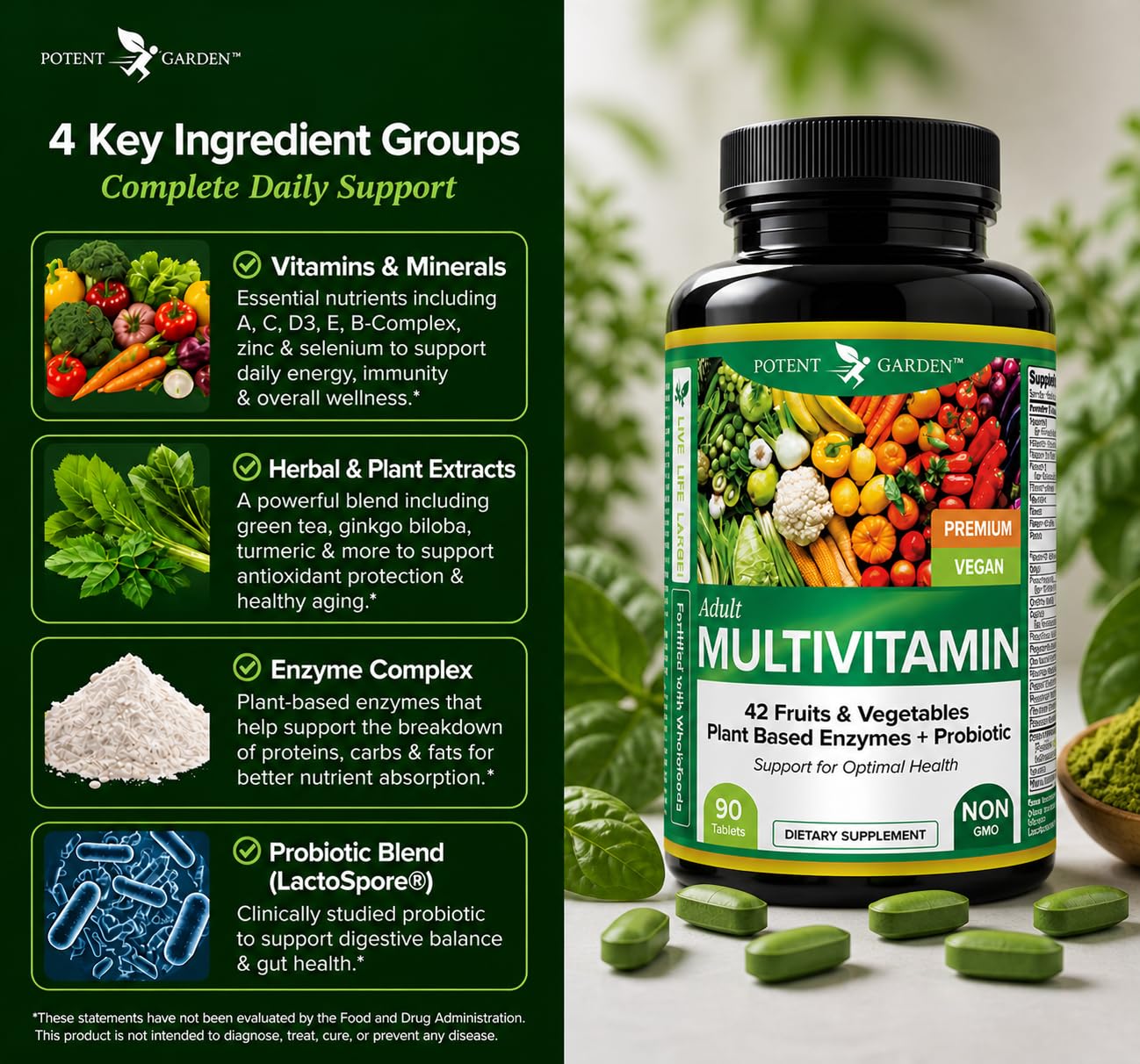 Potent Garden Multivitamin for Men & Women 90 Tablets