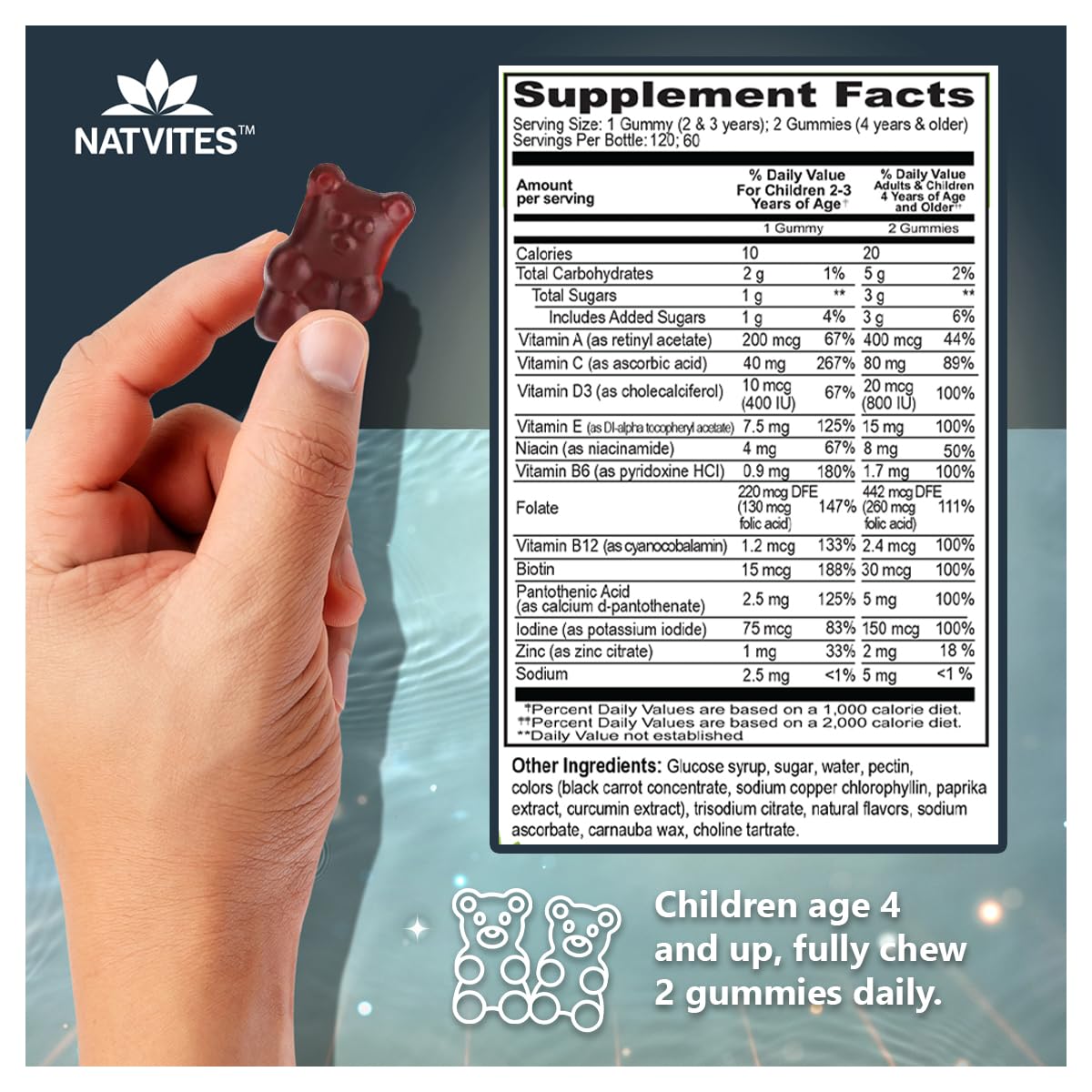 Natvites Complete Kids Multivitamin Gummies, 120 Count