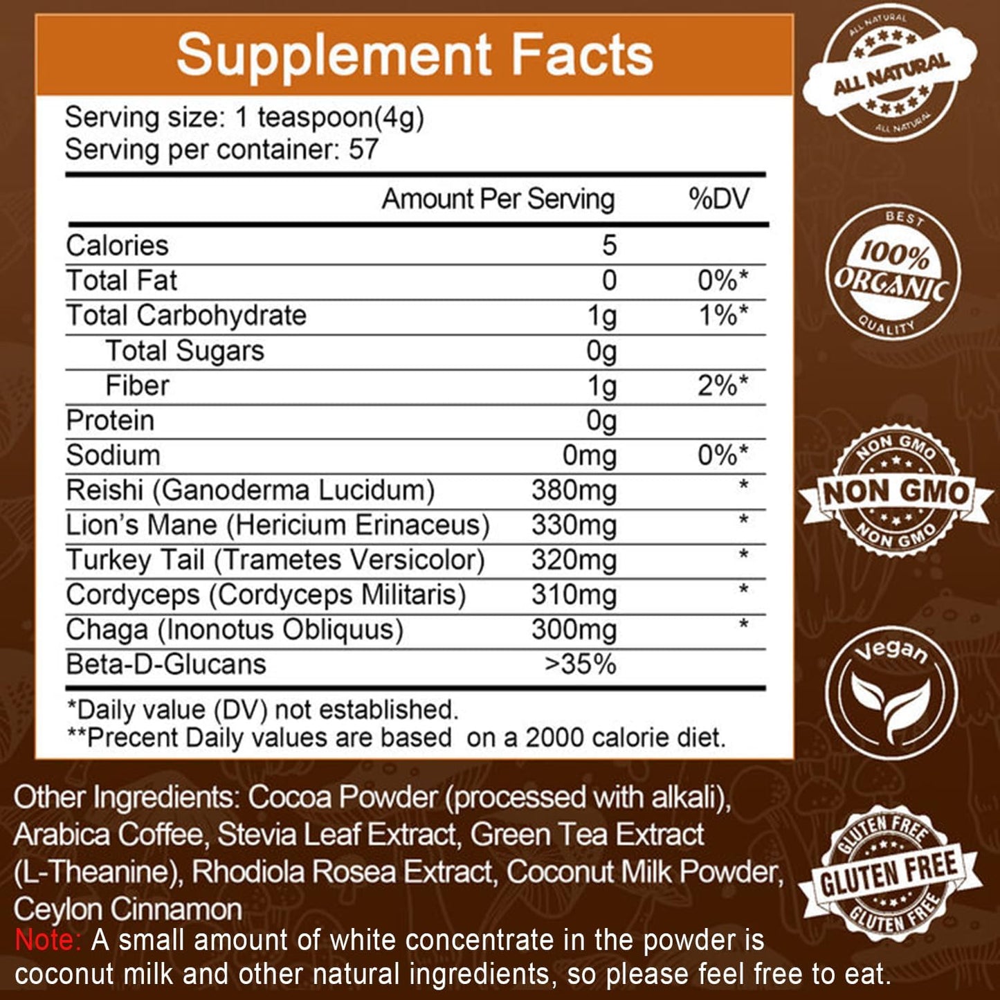 Mutsweet Mushroom Coffee Powder, 8 oz