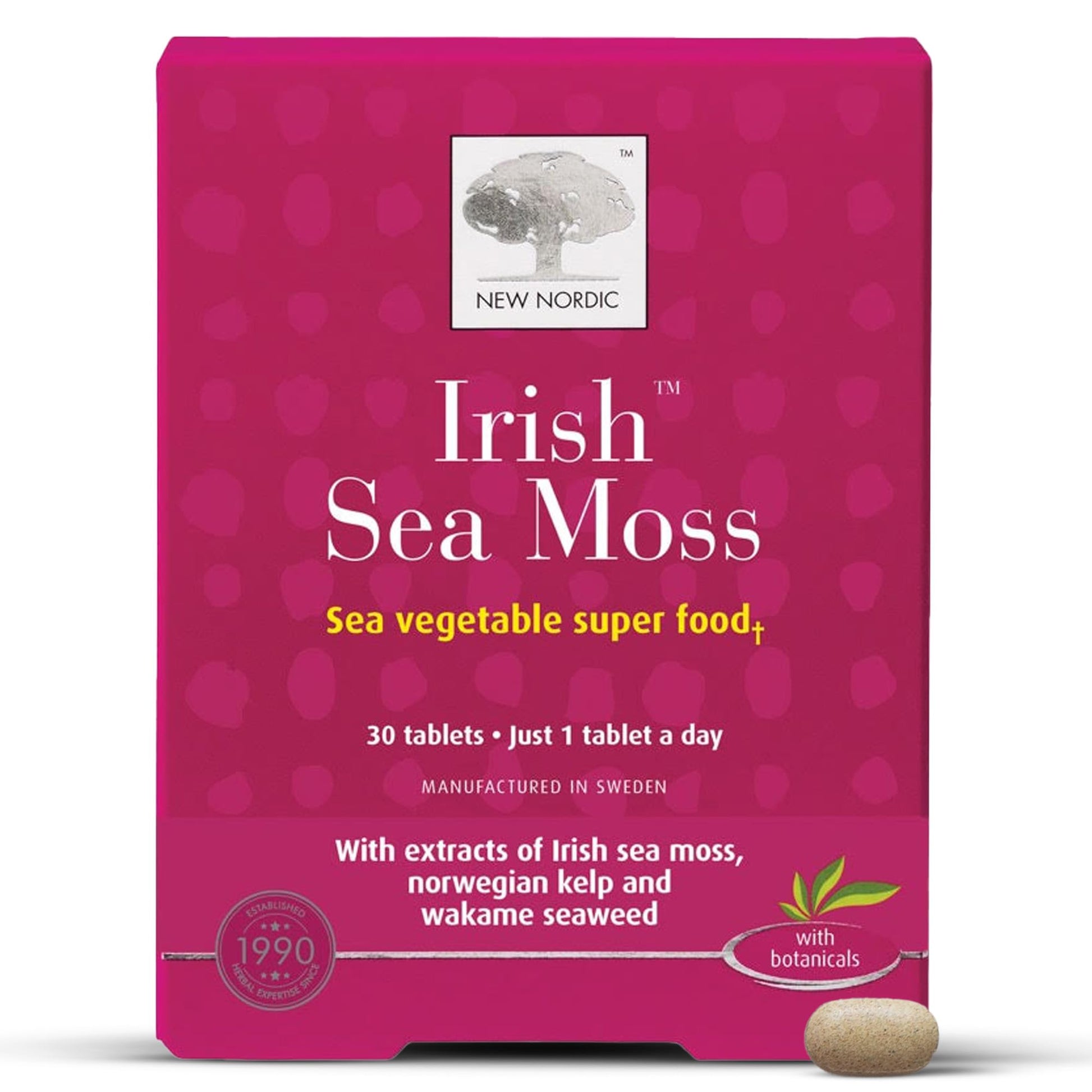 NEW NORDIC Irish Sea Moss Extract, Tri-Algae Complex with Norwegian Kelp and Wakame Seaweed, Tablet, 30 Tablets