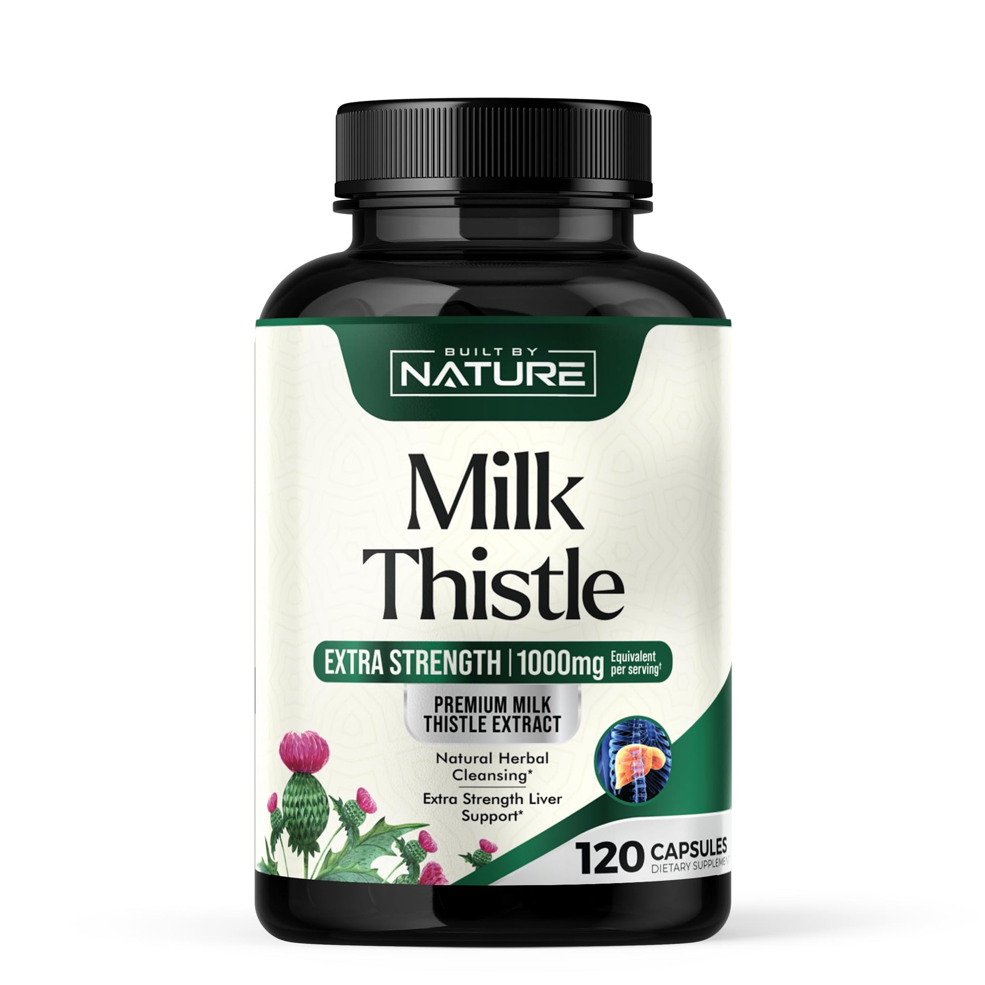 Built by Nature Milk Thistle Liver Detox Supplement Capsule 120 Count
