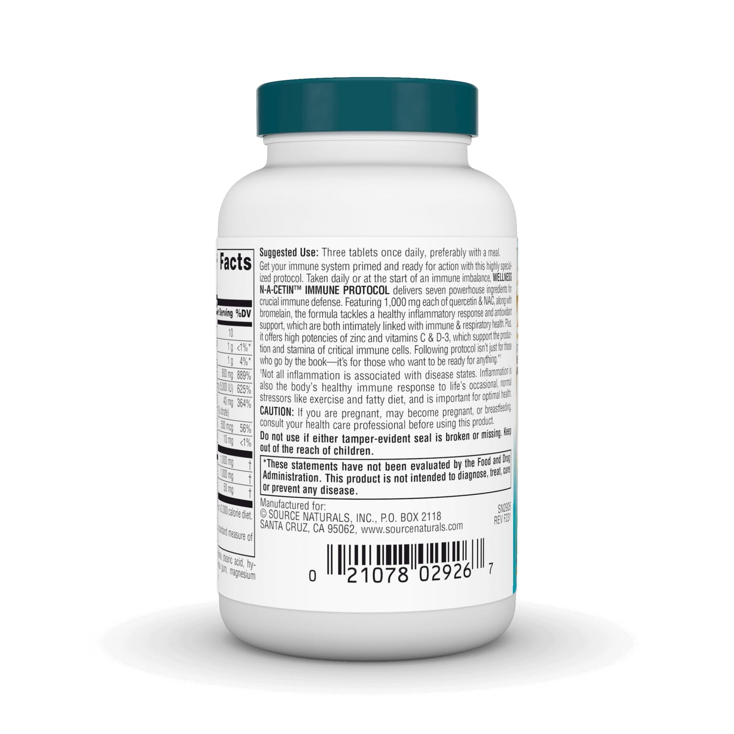 Source Naturals Wellness N-A-Cetin Immune Protocol, Crucial Immune Defense, 30 Tablets