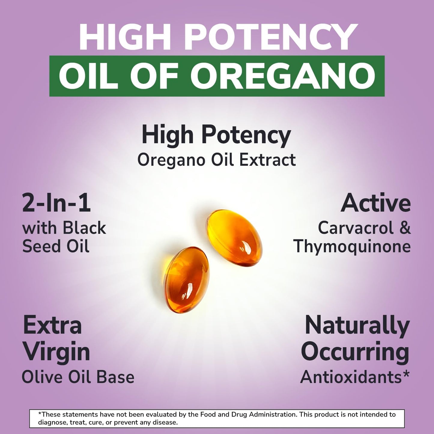 Vitalibre Oil of Oregano 500mg with Black Seed Oil, Wild Harvested, Contains Carvacrol, Non-GMO, Herbal Extract Supplement for Immune Support, 60 Softgels