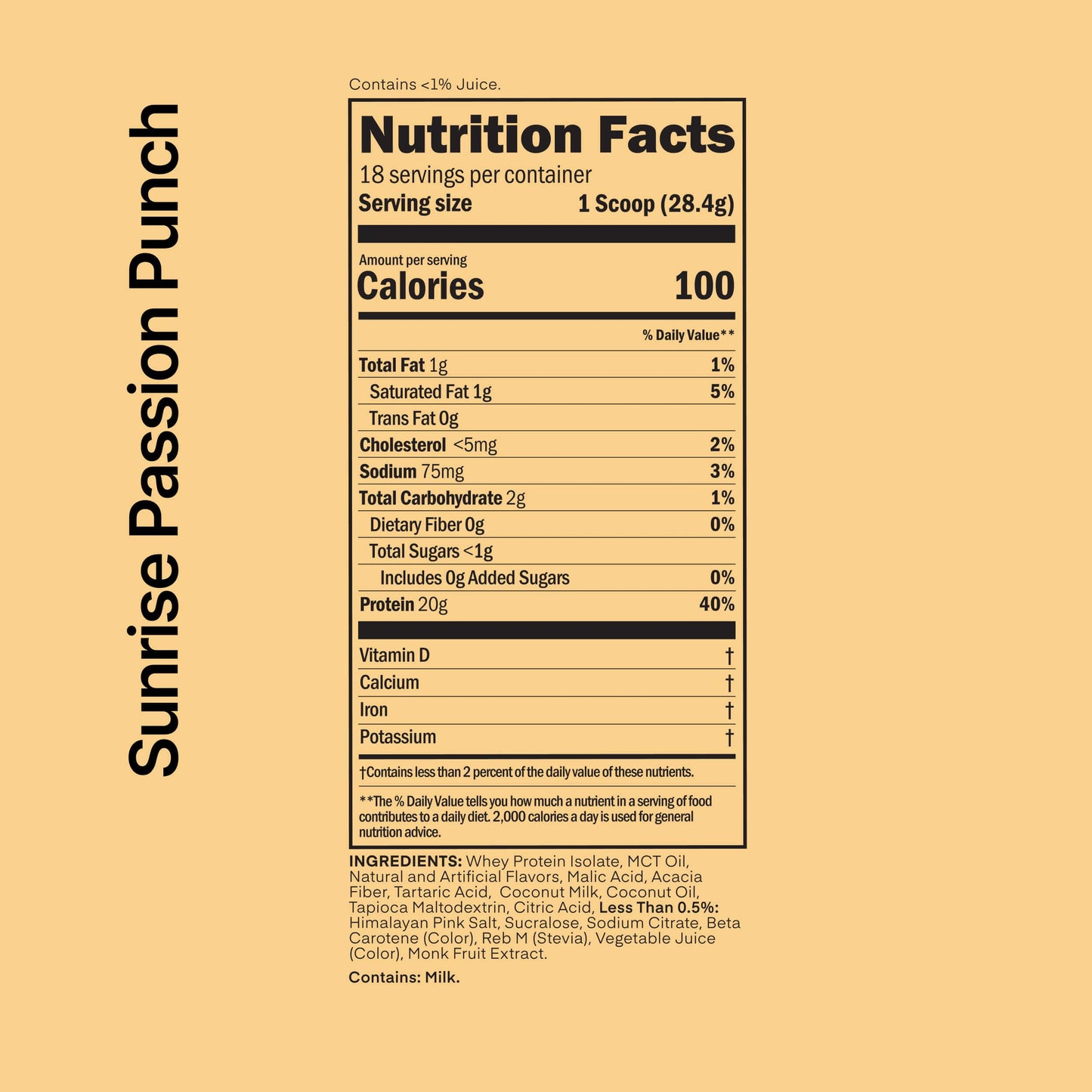 Oath Nutrition Clear Whey Isolate Protein Powder, Sunrise Passion Punch, 20g Complete Protein per Serving, No Added Sugar, Grass-Fed, 18 Servings