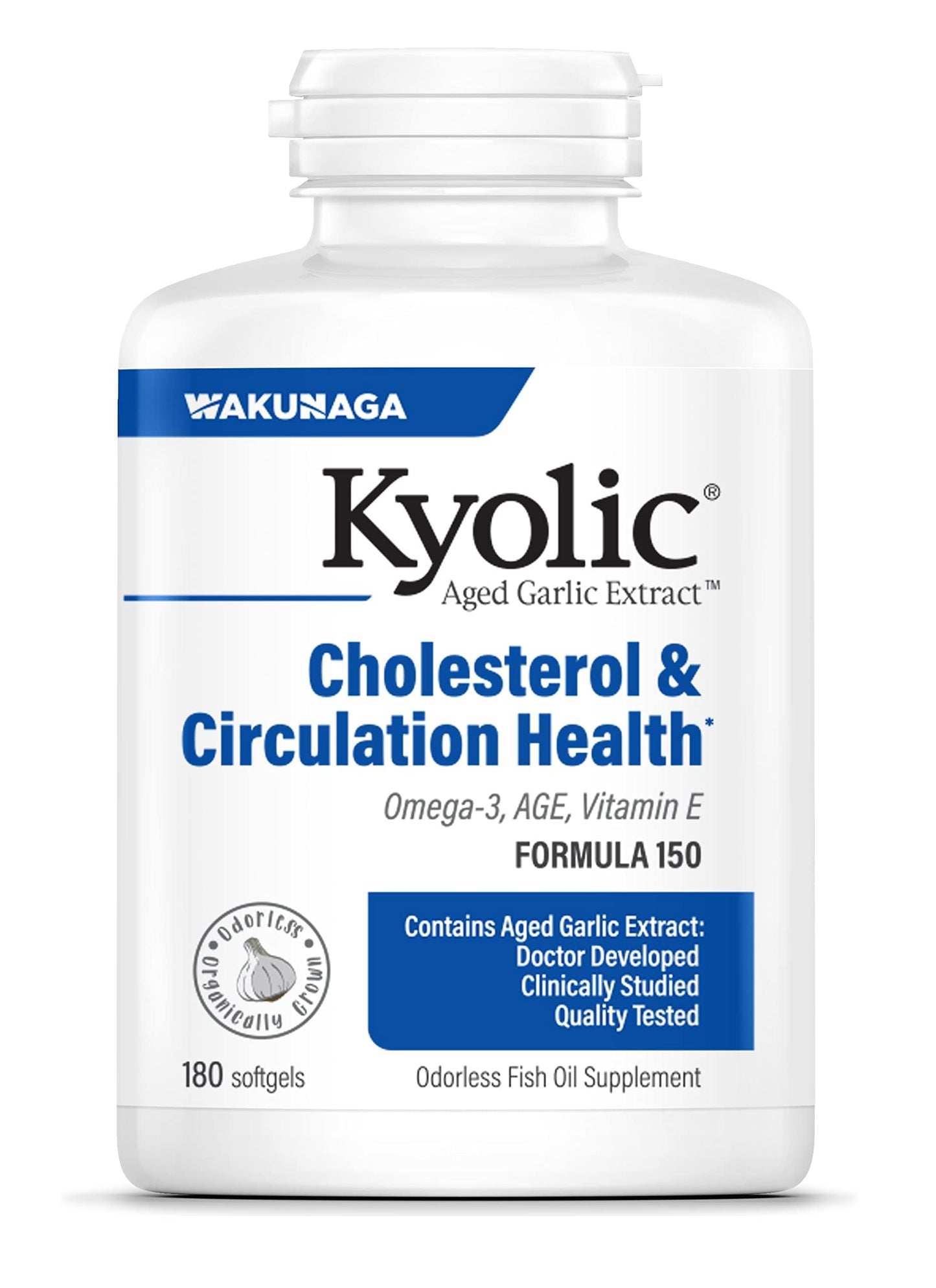 Kyolic Aged Garlic Extract Formula 150, Cholesterol & Circulation Health*, 180 Softgels