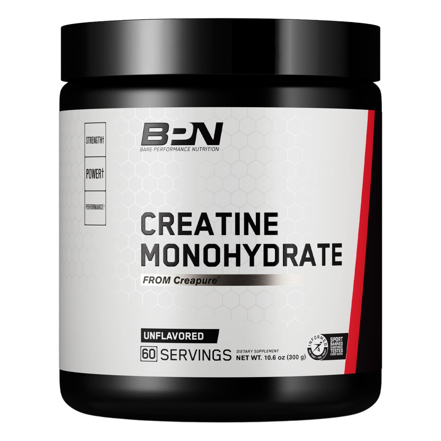 BARE PERFORMANCE NUTRITION BPN Pure Creatine Monohydrate Powder by Creapure, Unflavored Creatine Powder, 90 Servings