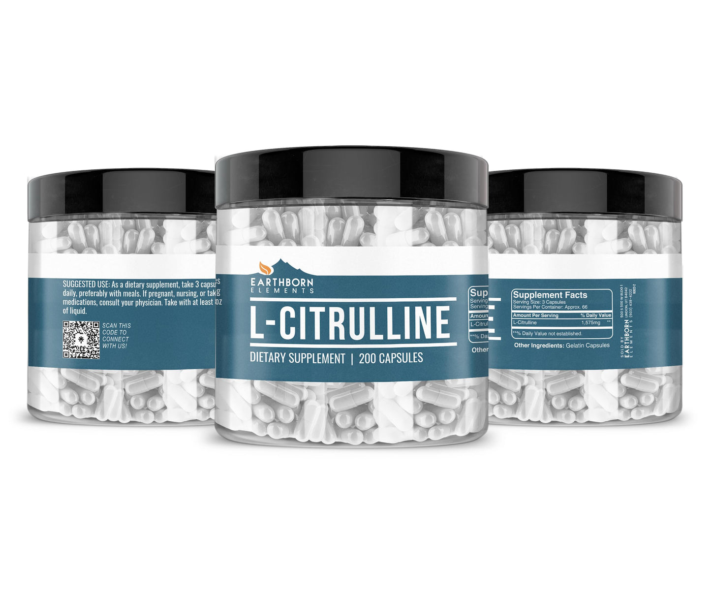 Earthborn Elements Naturally Sourced L-Citrulline Capsules, 200 Count