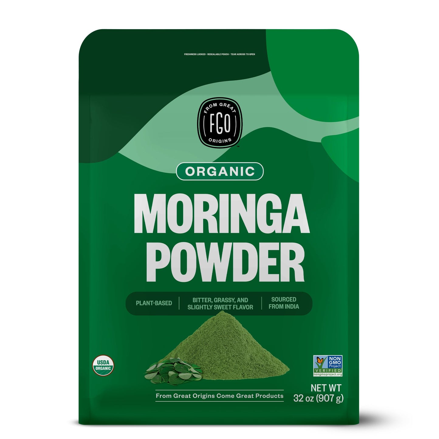 FGO Organic Moringa Oleifera Leaf Powder, 32 oz