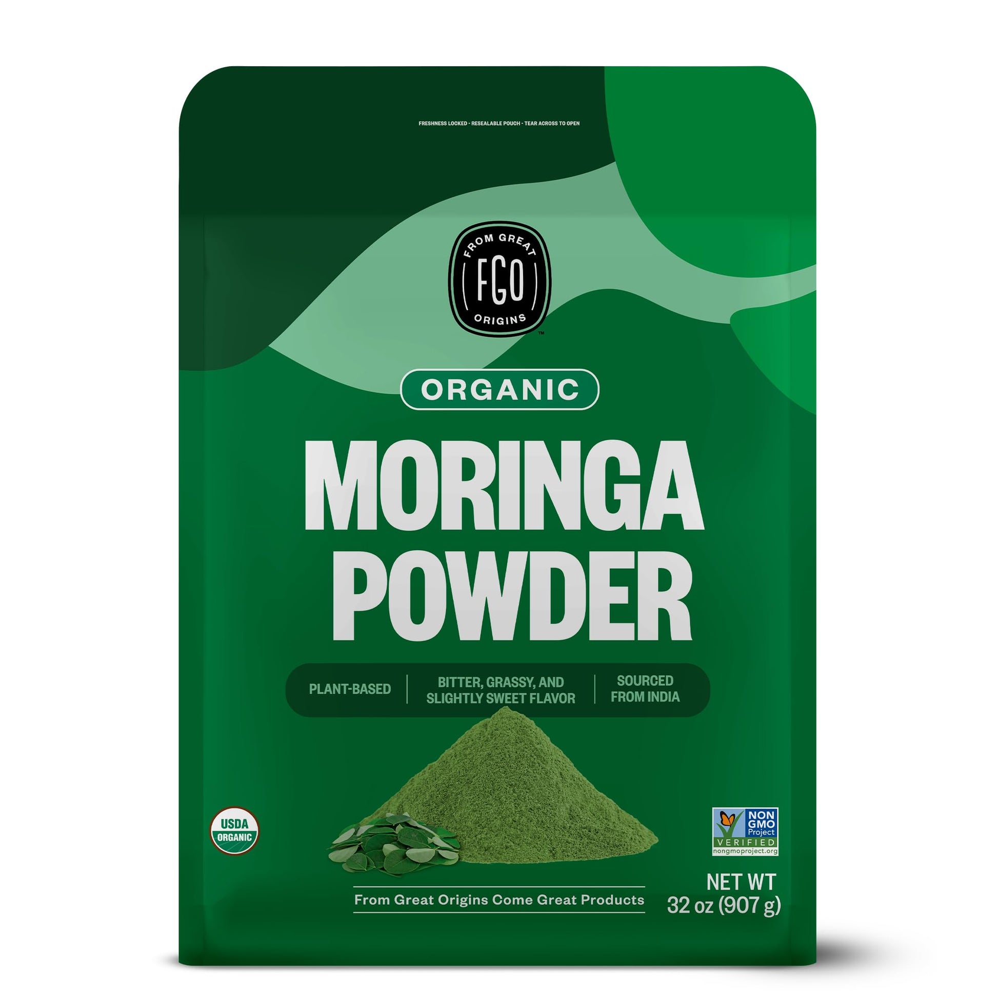 FGO Organic Moringa Oleifera Leaf Powder, 32 oz