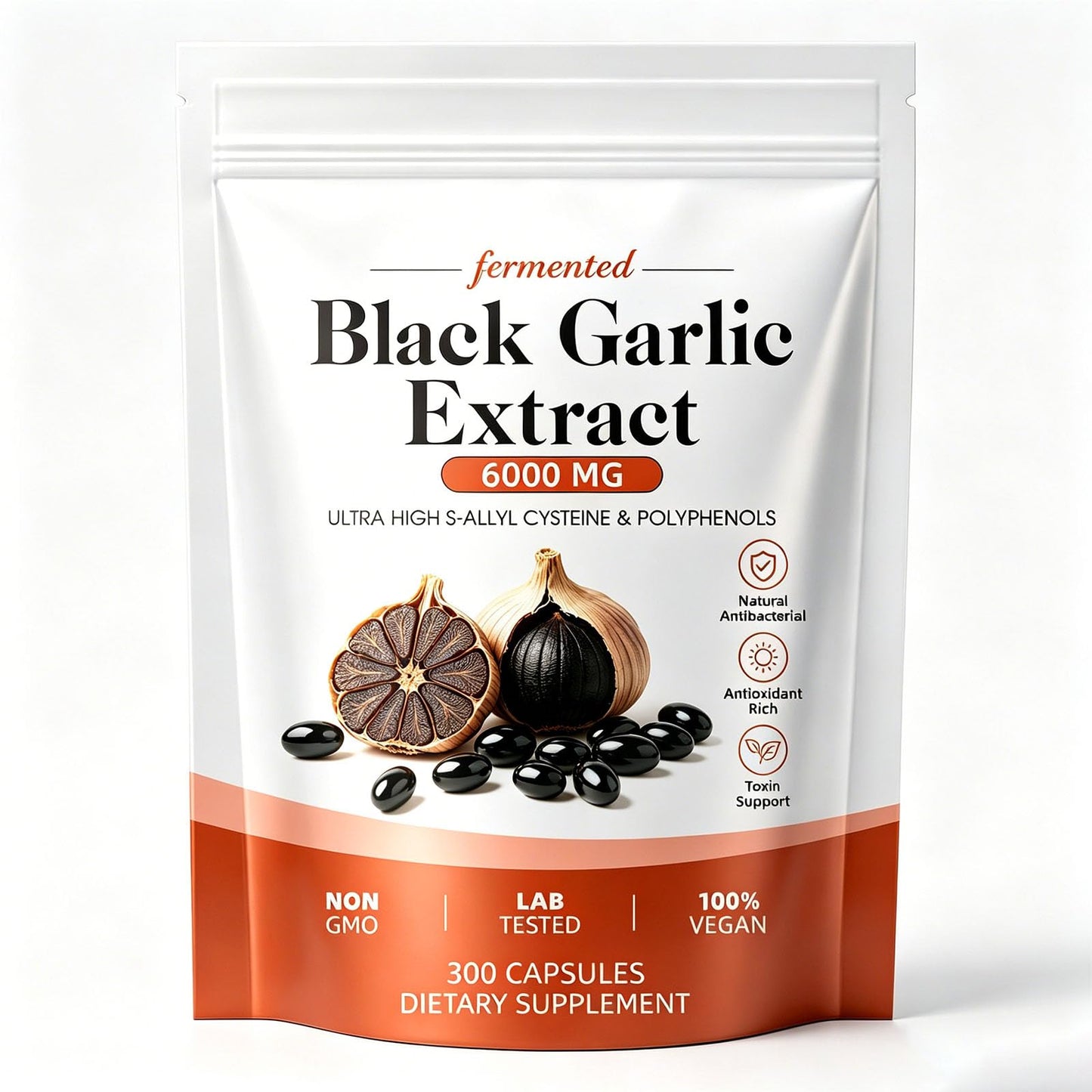 BnPnCn Fermented Aged Black Garlic Extract Supplement Softgels, 300 Softgels