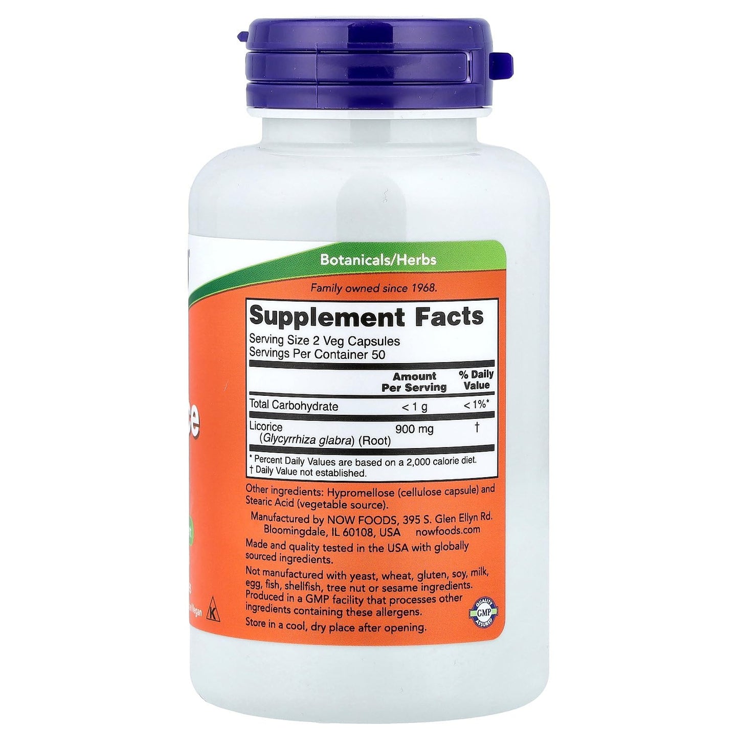 NOW Foods Licorice Root 450mg Capsule, 100 Capsules