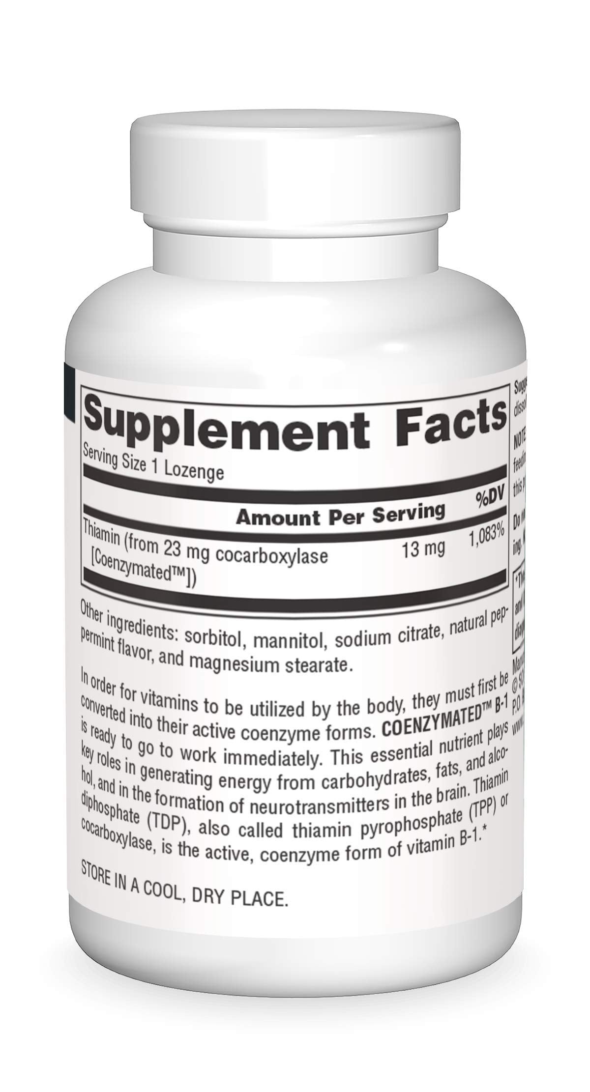 Source Naturals Coenzymated B-1, Cocarboxylase, 25 mg Lozenge, 30 Count