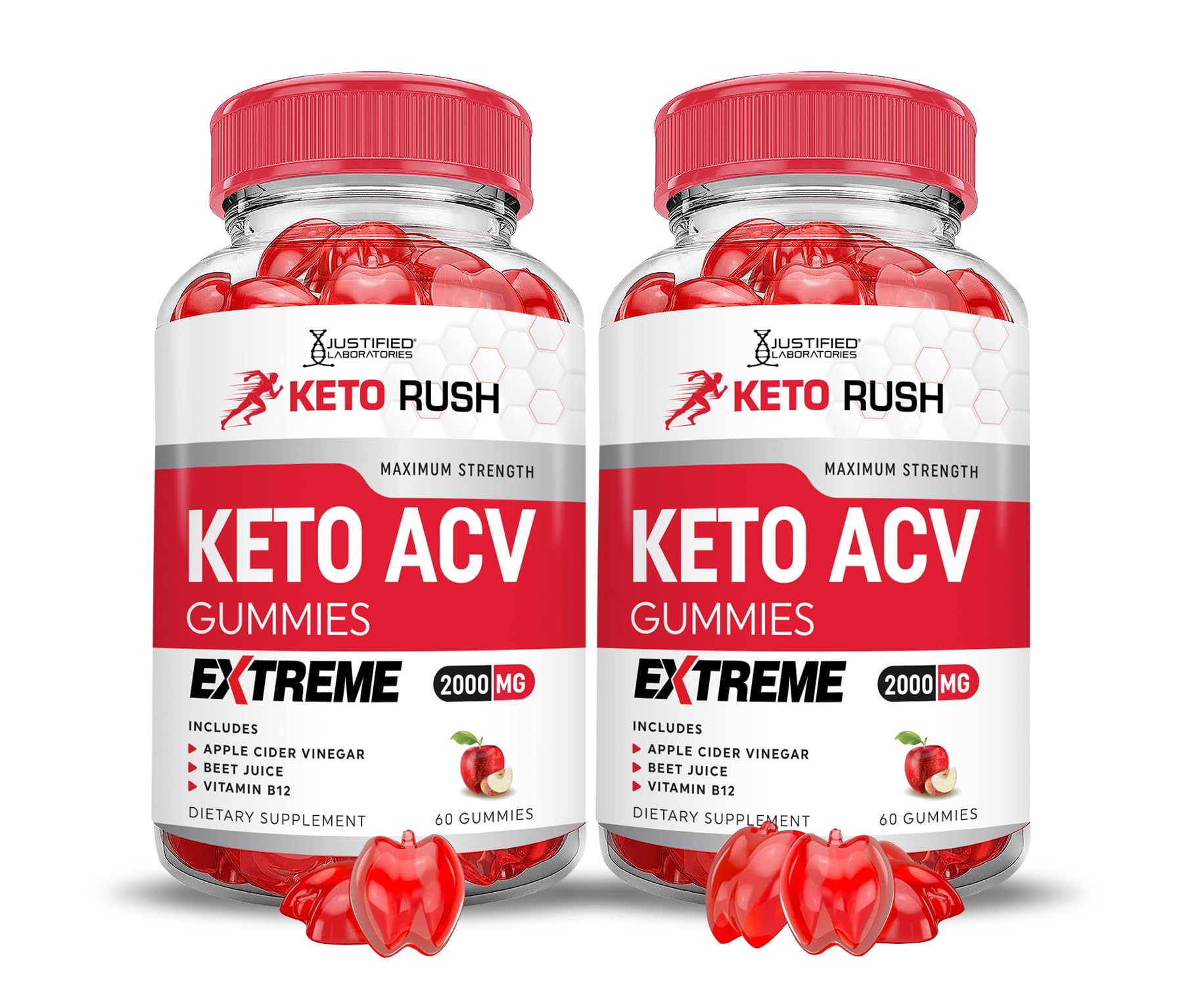Justified Laboratories Keto Rush Keto ACV Gummies Extreme 2000MG, 120 Gummies