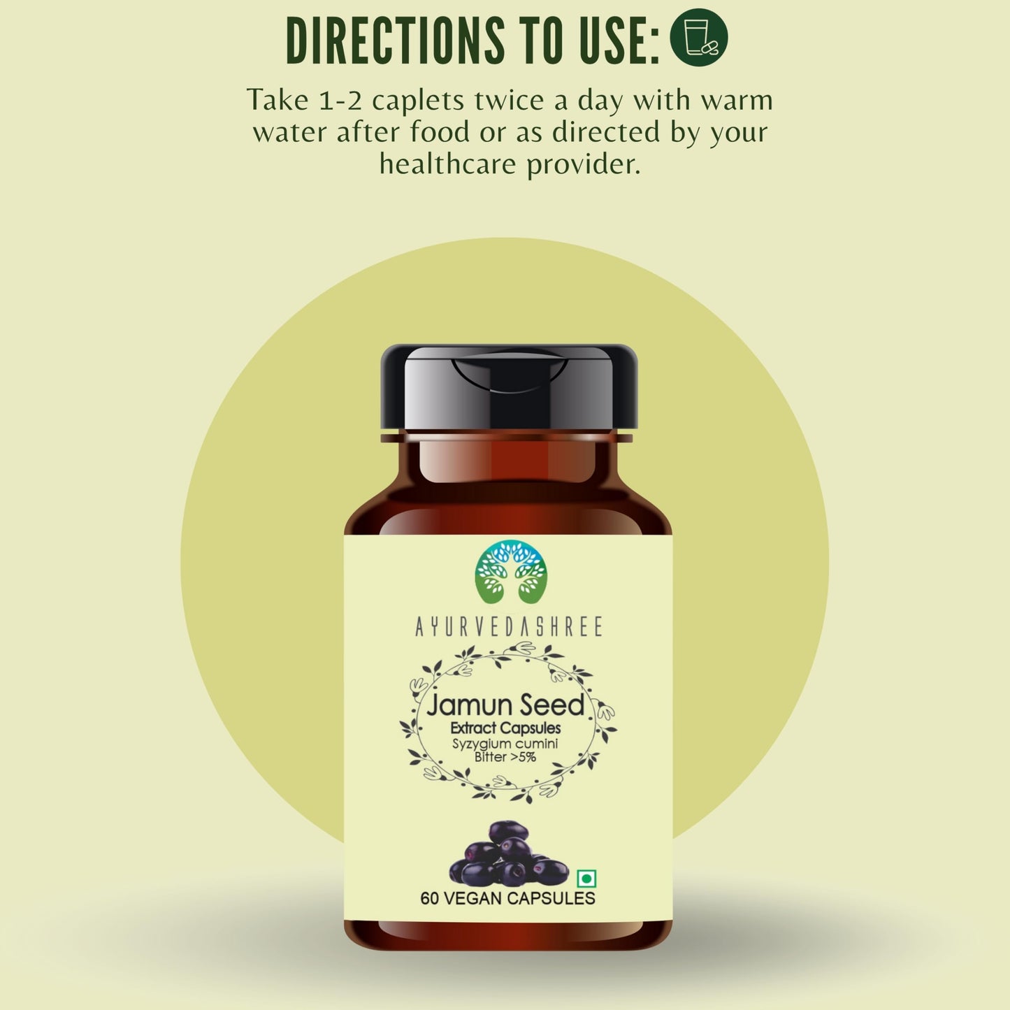 AYURVEDASHREE Jamun Seed 500mg Capsule, 60 Count