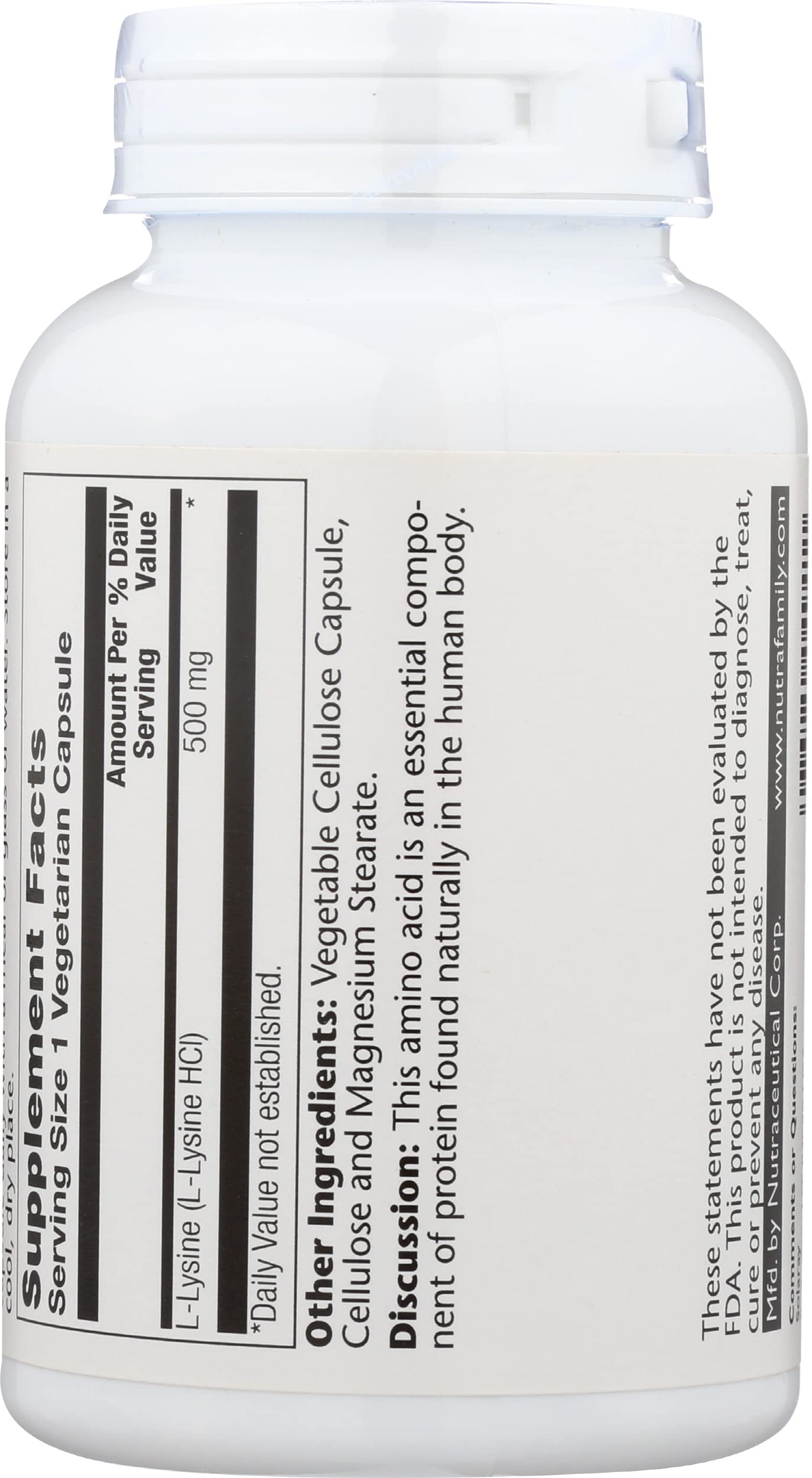 Solaray L-Lysine 500mg VegCap, Tablet 120 Count