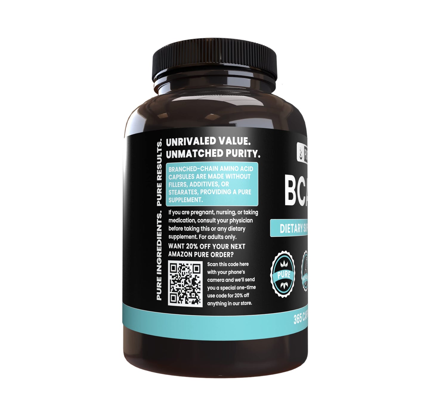 Pure Original Ingredients BCAA Capsules, 365 Capsules