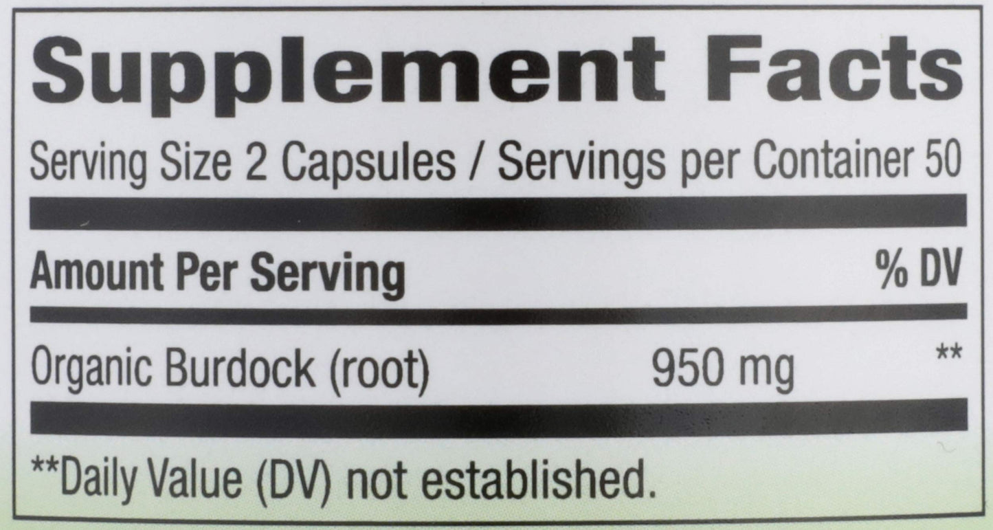 Nature's Way Burdock Root 950 mg per serving Capsules, 100 Count