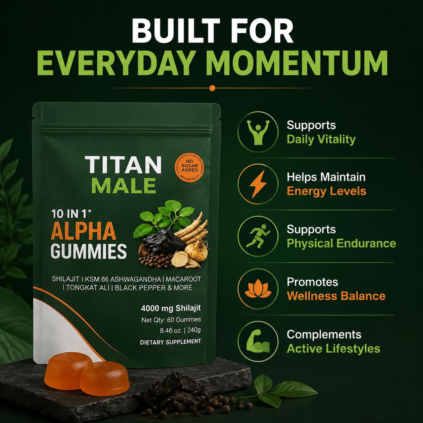 FBDAZOLE Titan Male Alpha Gummies 60 Gummies