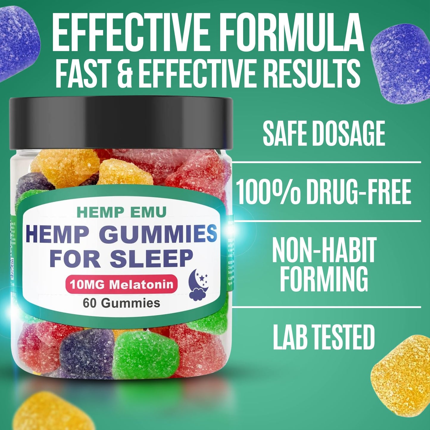 Hemp Emu Hemp Gummies for Sleep Gummy, 60 Count
