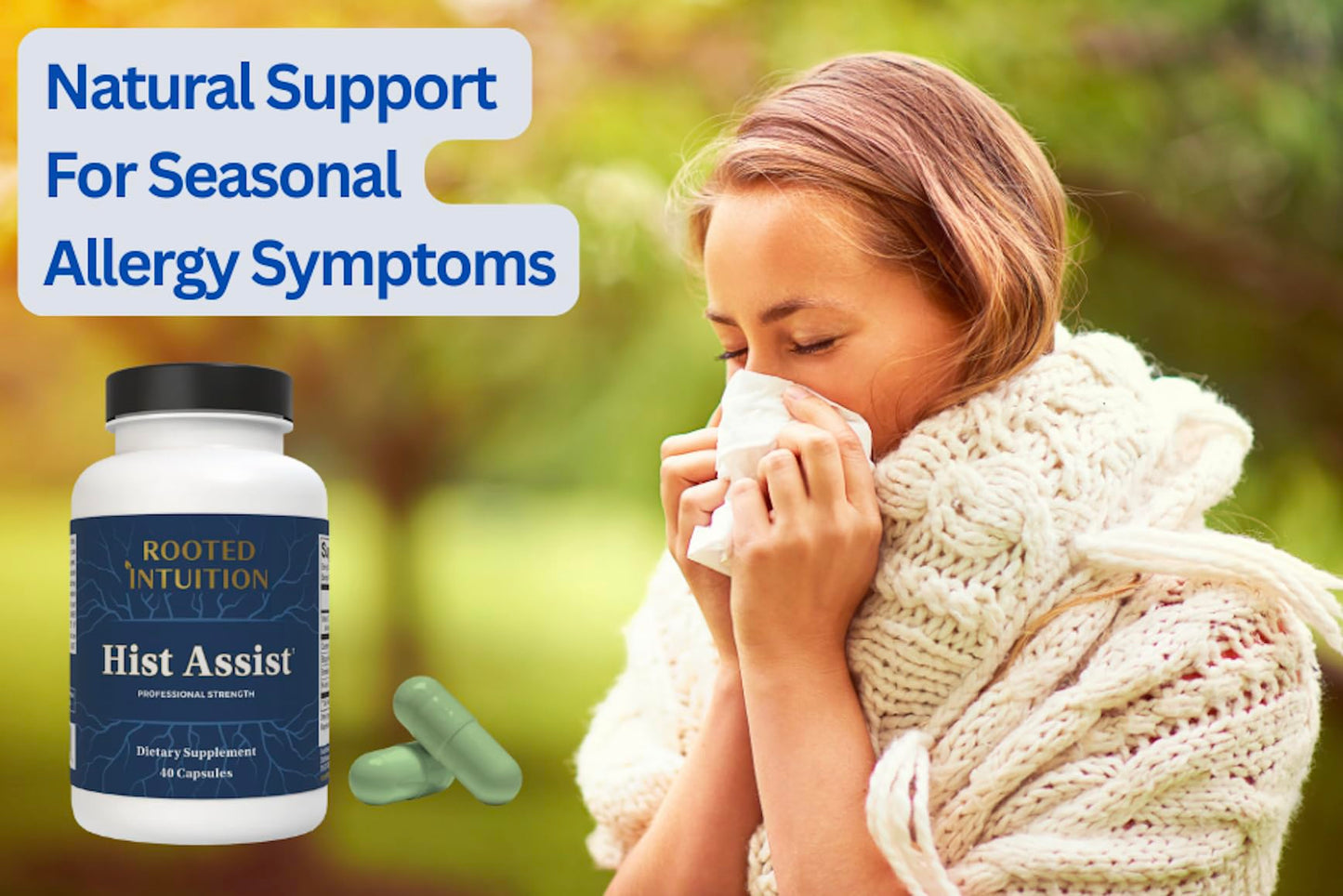Rooted Intuition Hist Assist Seasonal Sinus & Immune Balance Formula Capsules 120