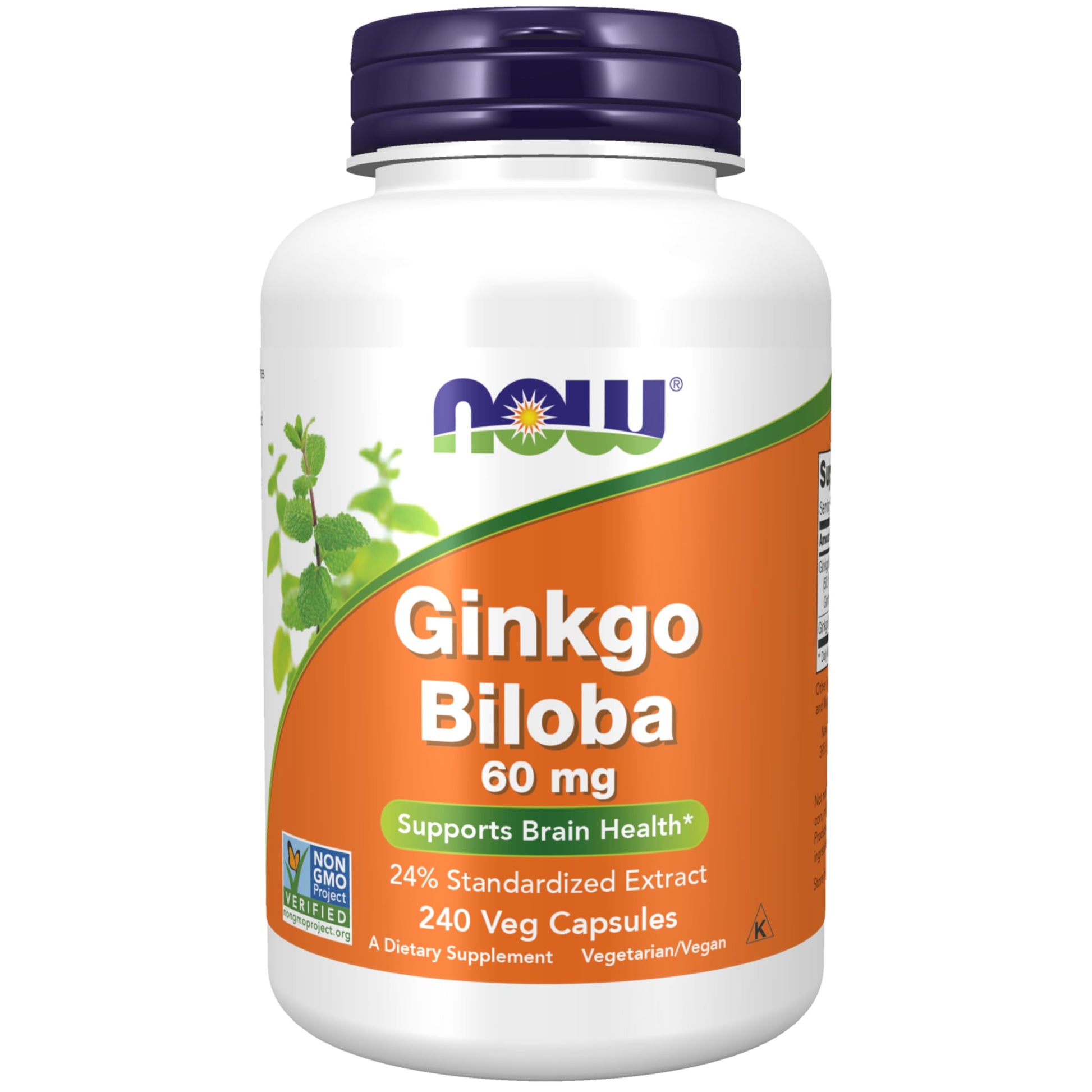 NOW Foods Ginkgo Biloba 60 mg, 24% Standardized Extract Capsule, 240 Veg Capsules
