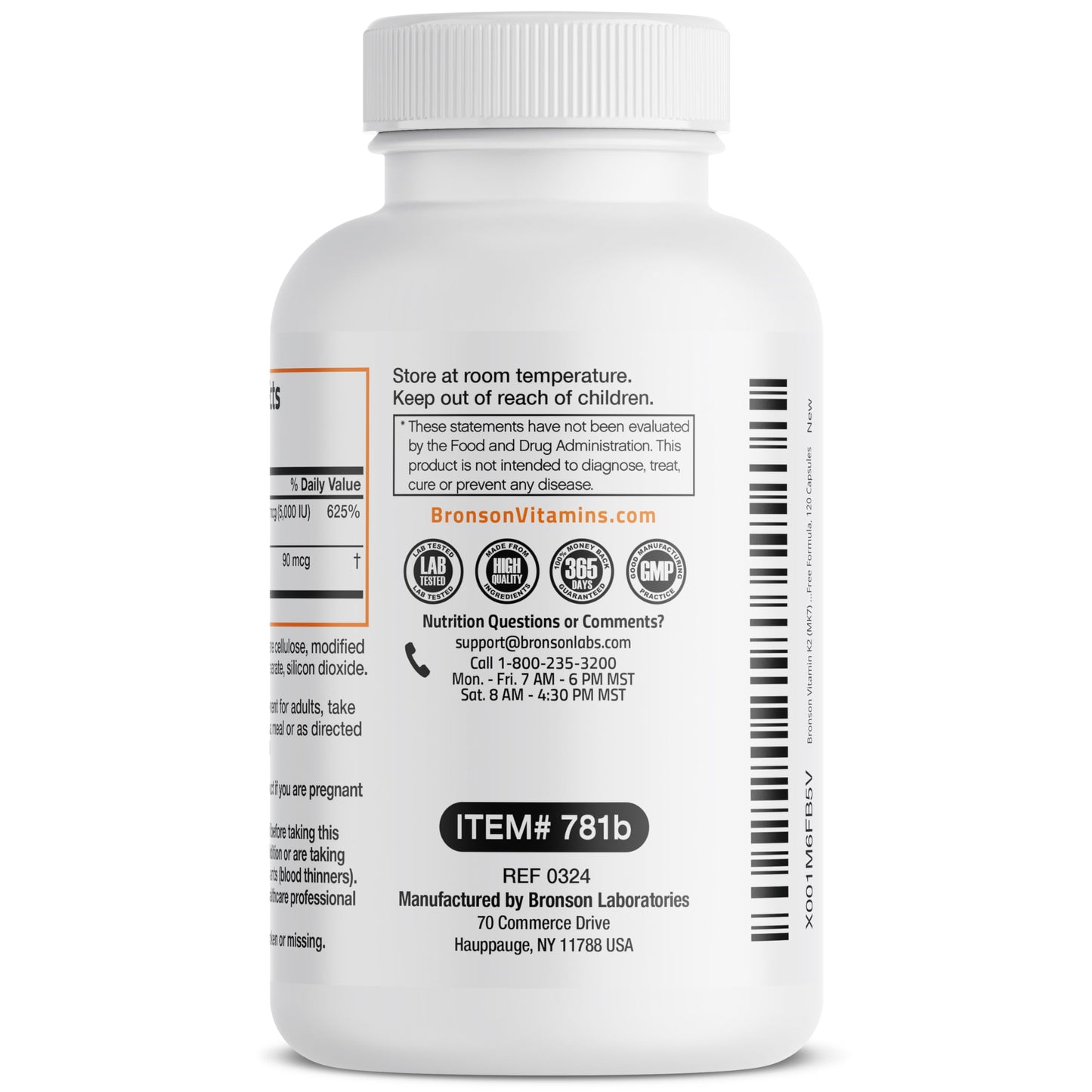 Bronson Vitamin K2 D3 (MK7) Supplement 2-in-1 D3 & K2 Complex Capsule, 120 Count