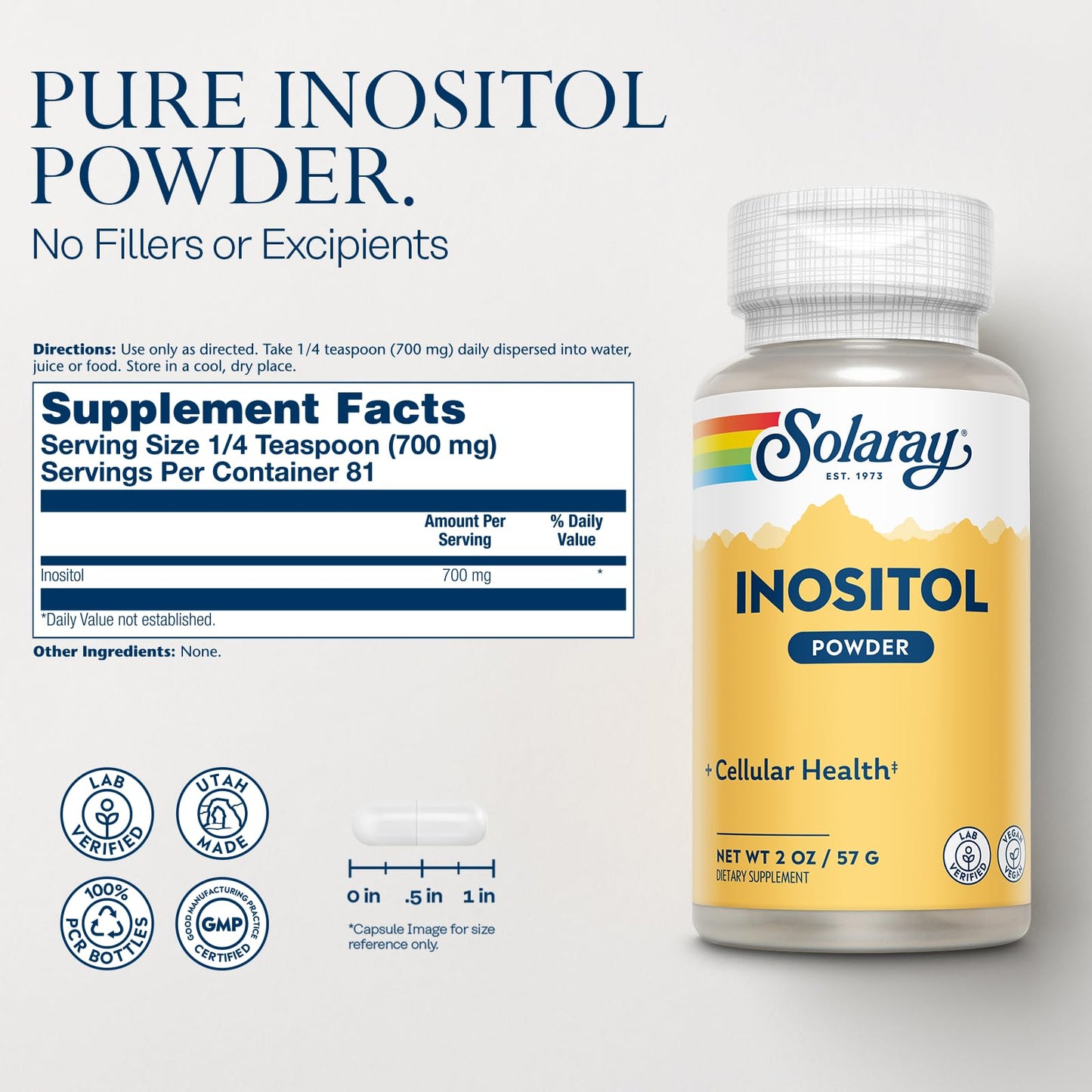 SOLARAY Pure Inositol Powder 2 oz
