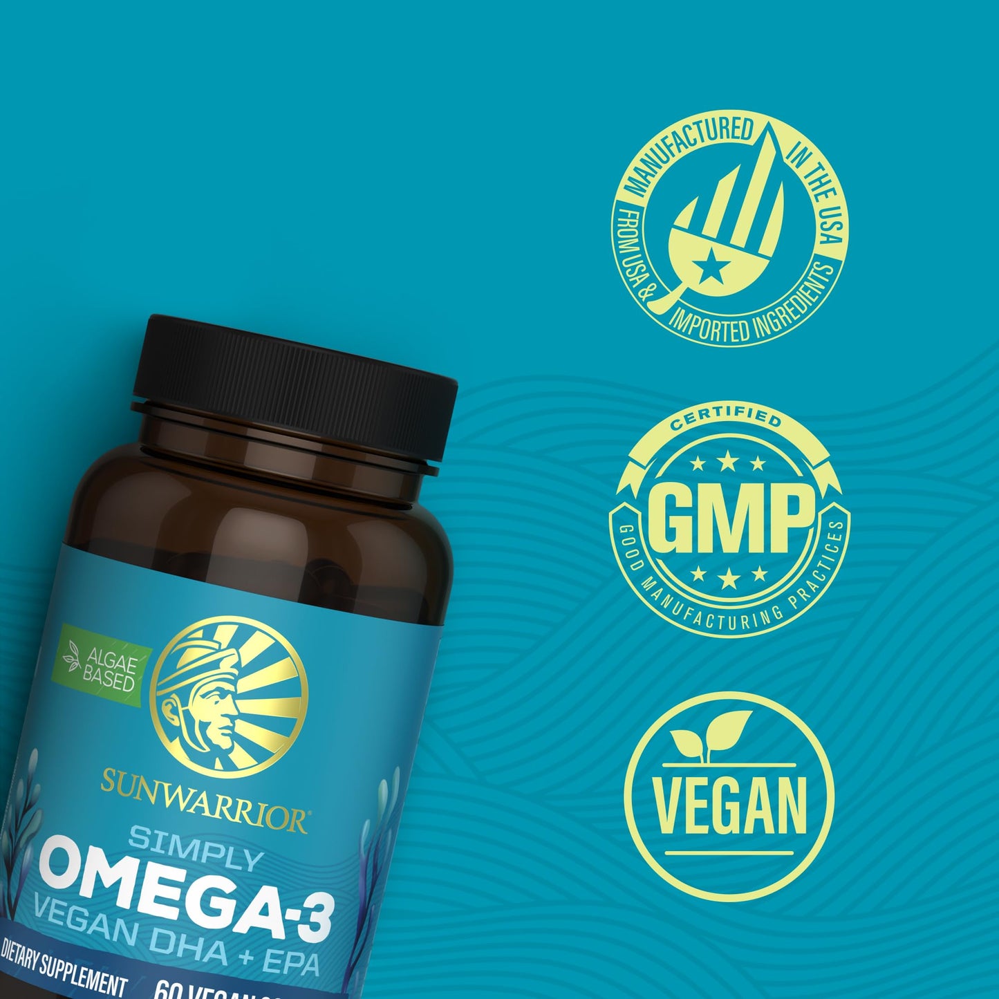 Sunwarrior Vegan Omega-3 Algae Oil Softgels with DHA & EPA 60 Count