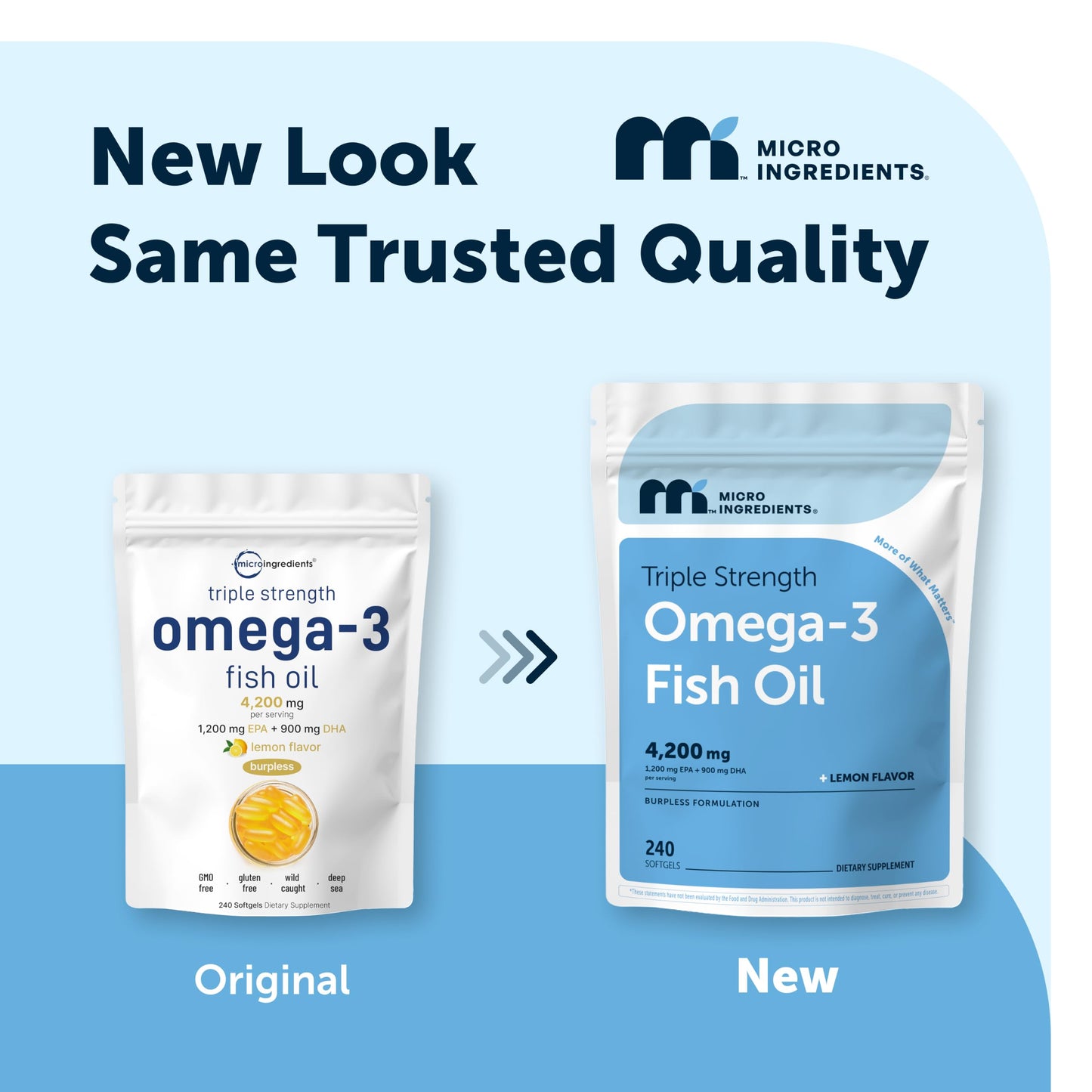 Micro Ingredients Triple Strength Omega-3 Fish Oil 4,200 mg Per Serving Softgels, 240 Count