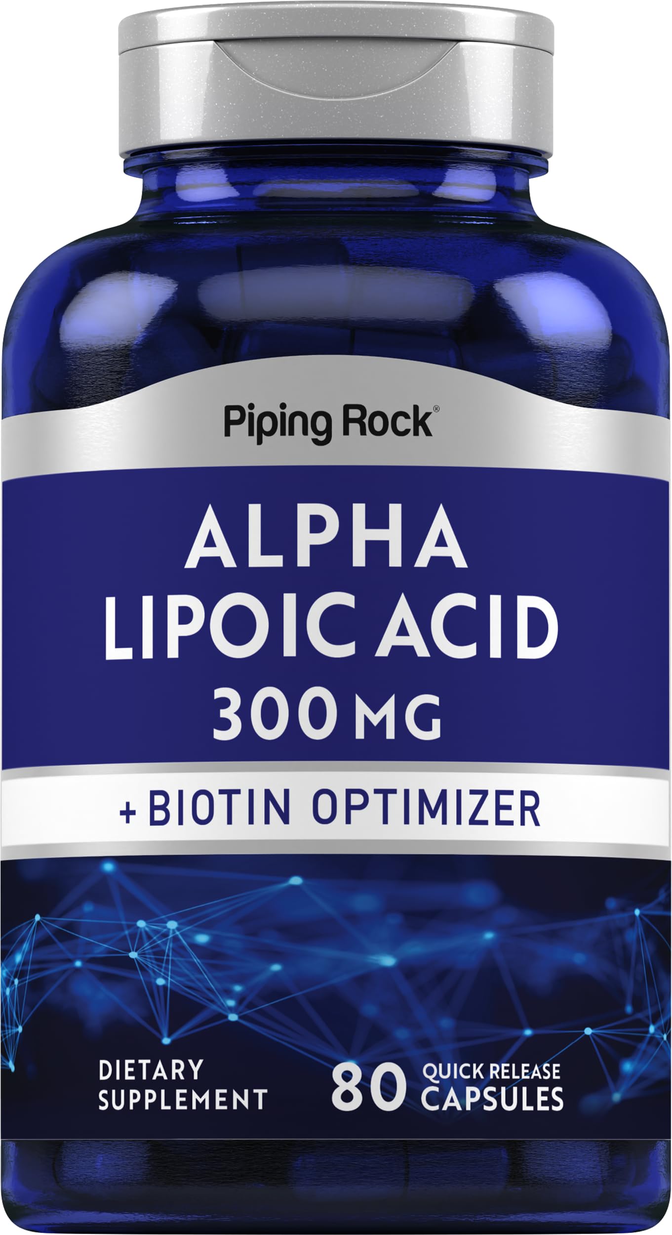 Piping Rock Alpha Lipoic Acid 300mg Plus Biotin Optimizer Capsule 80 Count