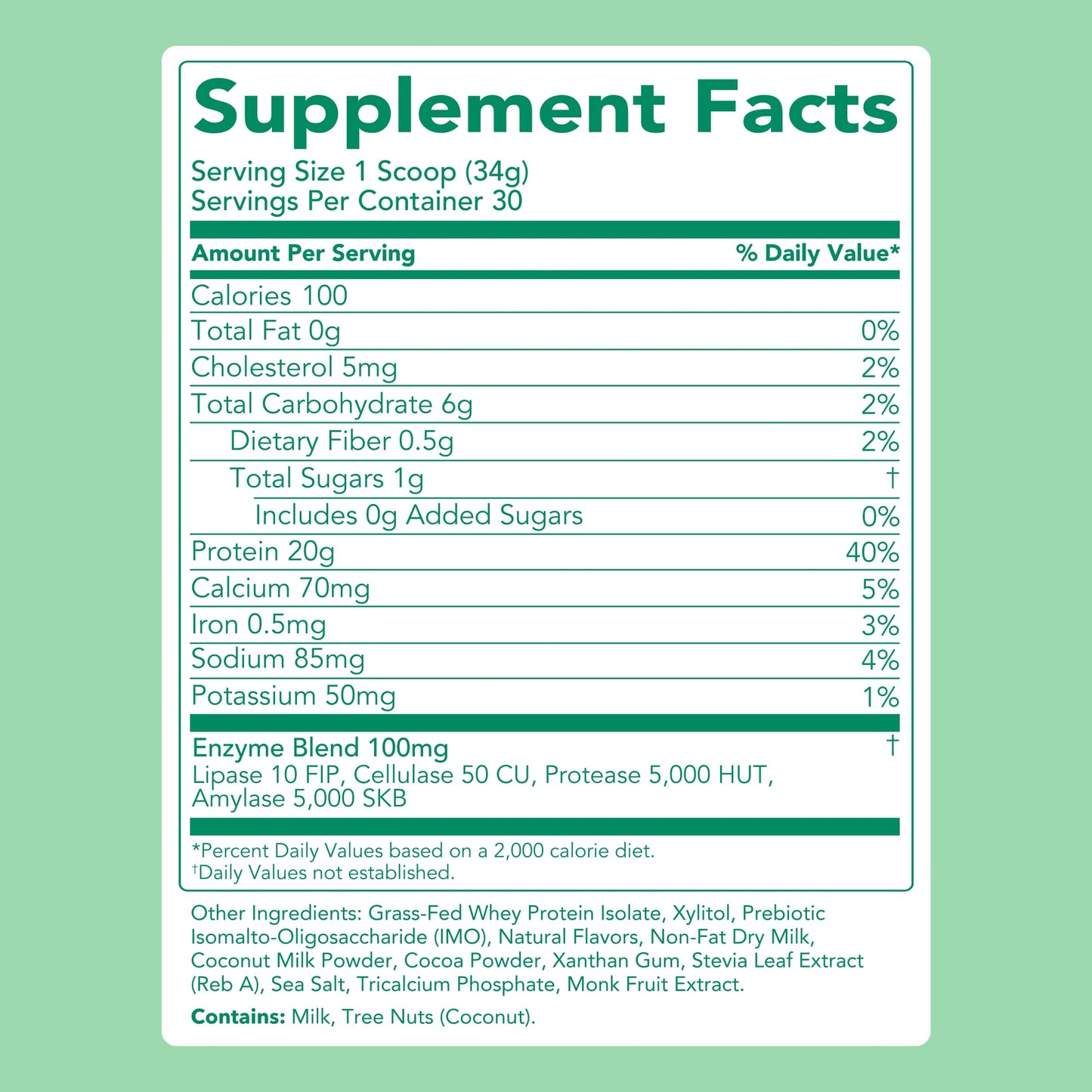 Clean Simple Eats Whey Isolate Protein Powder, Mint Chocolate Cookie, 36 Servings