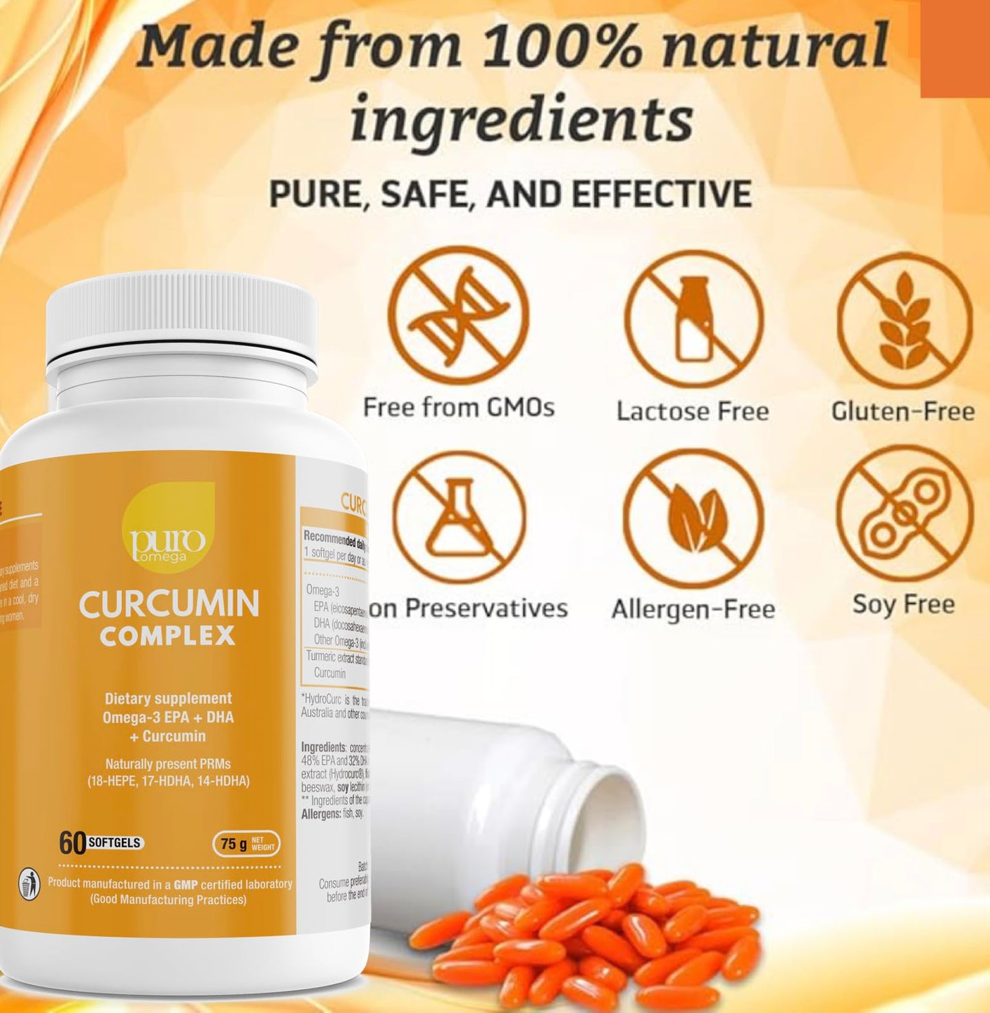 VitalRemedyMD PuroOmega Curcumin Complex 60 Capsules