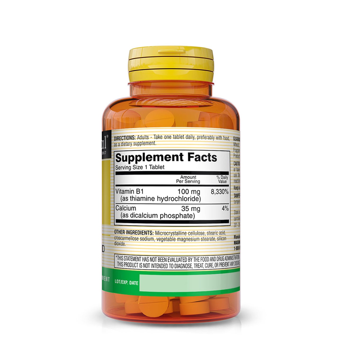 MASON NATURAL Vitamin B1 (Thiamin) 100 mg Tablets, 100 Count