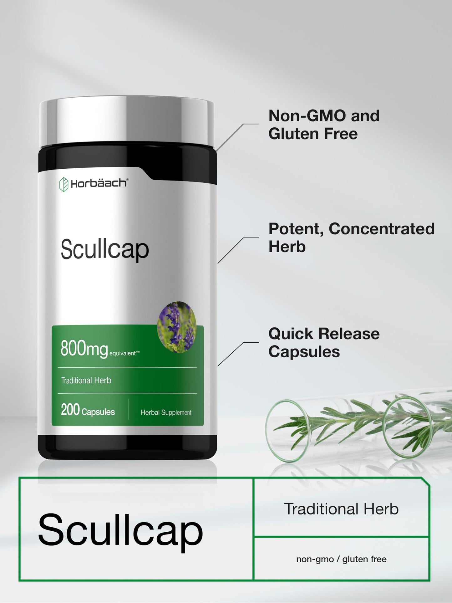 Horbäach Skullcap Herb Extract Capsules 200