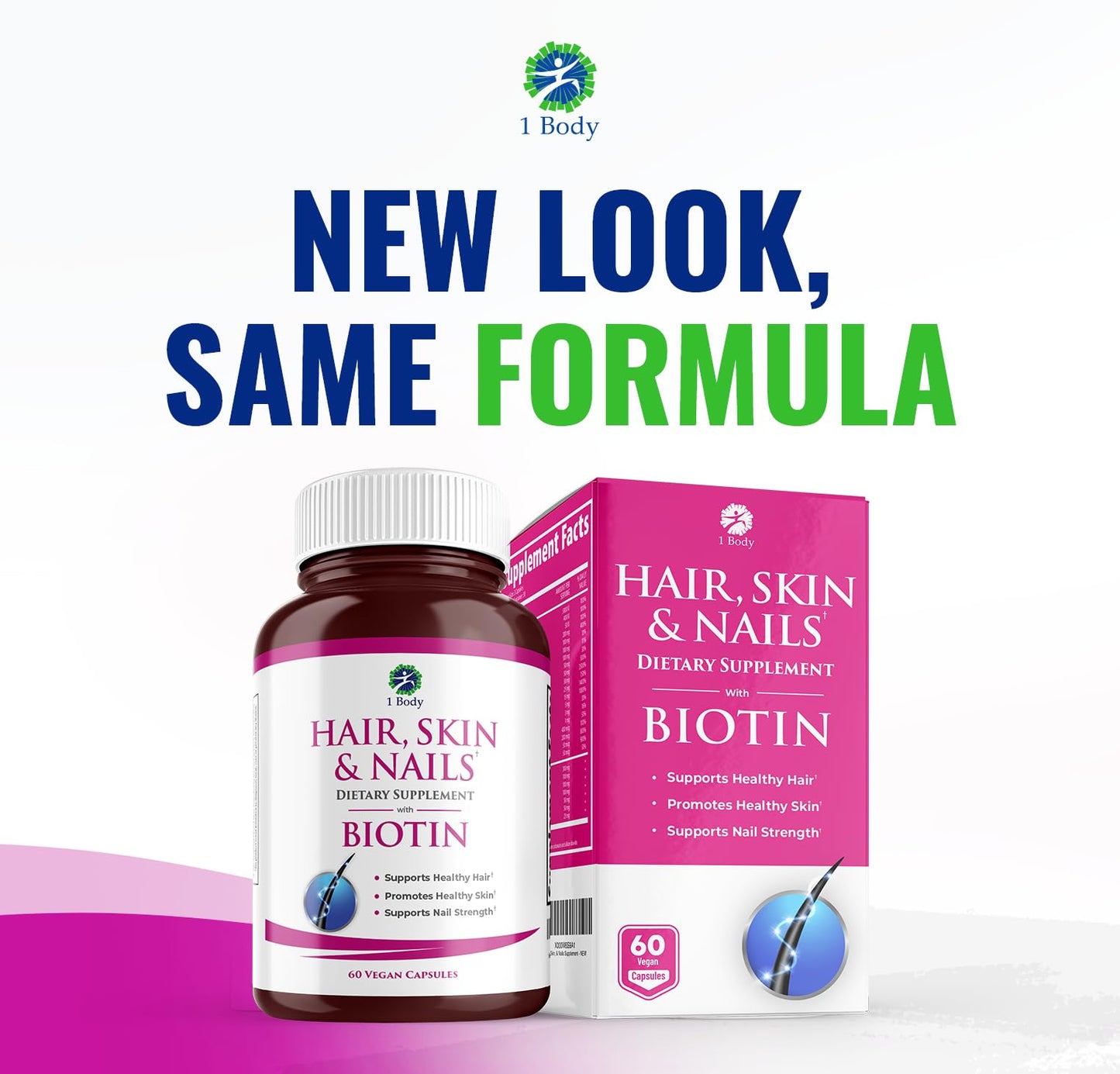 1 Body Hair Skin Nails Growth Vitamin with Biotin Capsules 120 Capsules