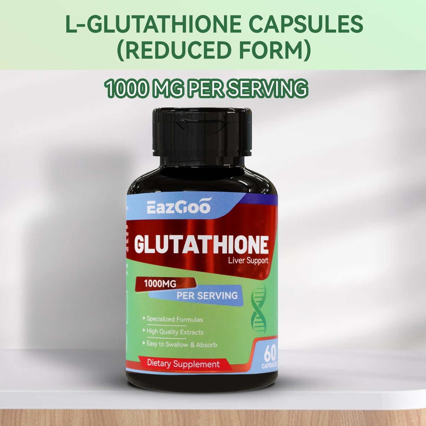 EAZGOO Glutathione Supplement 1000mg Capsule 60 Count
