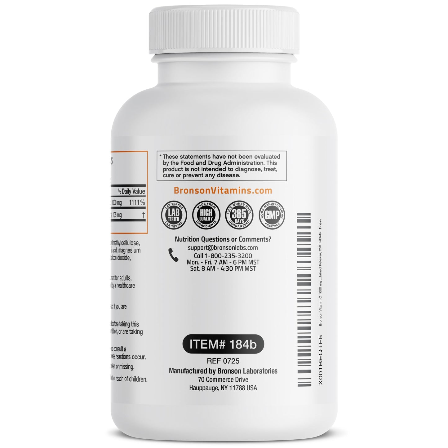 Bronson Vitamin C 1000 mg with Rose Hips Sustained Release Tablets, 250 Count