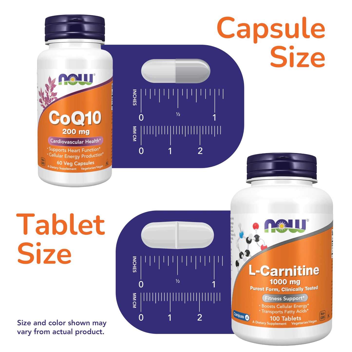 NOW Foods Cellular Energy Bundle CoQ10 + L-Carnitine Capsules, 160 Count