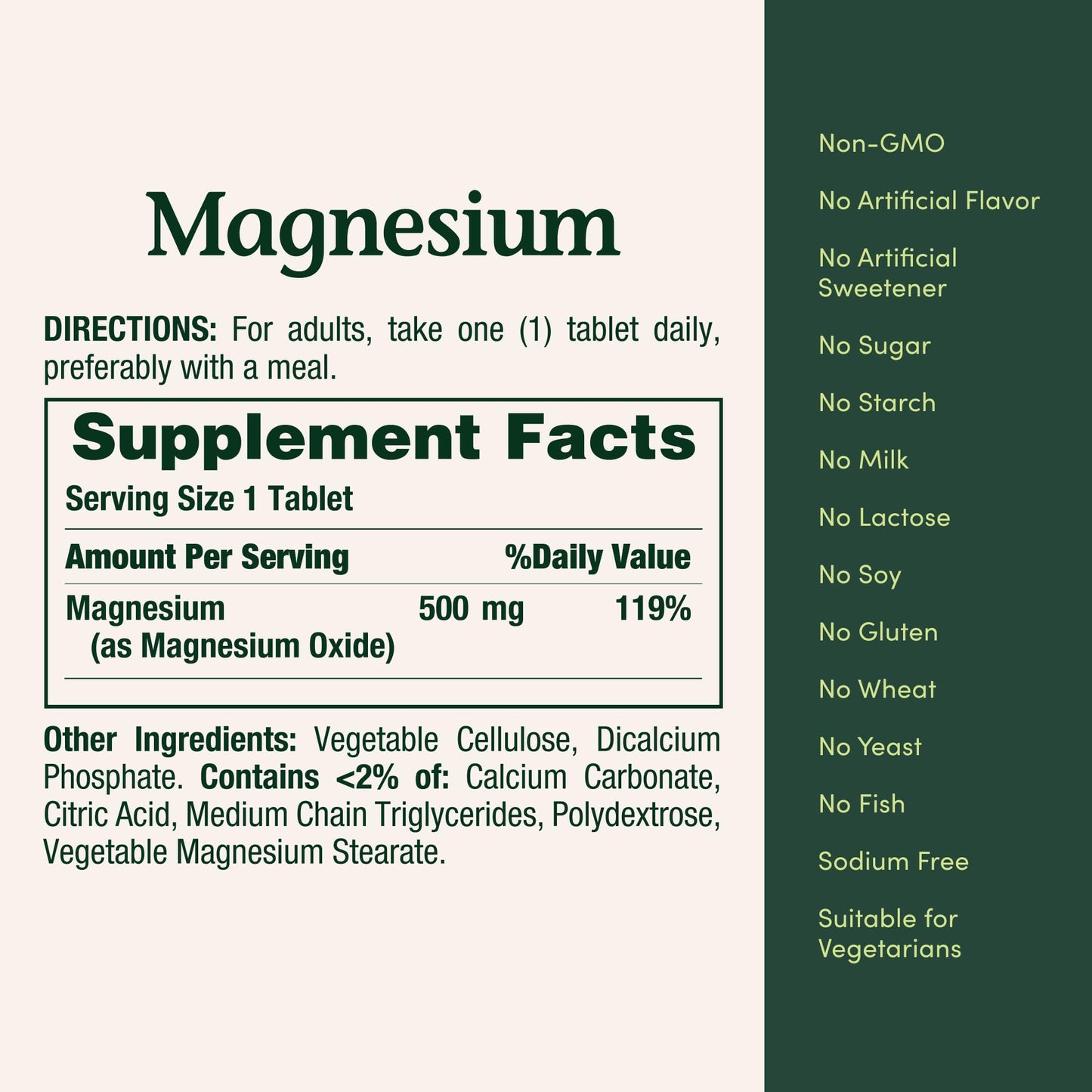 Nature's Bounty Magnesium Supplements 500mg Coated Tablets, 400 Count