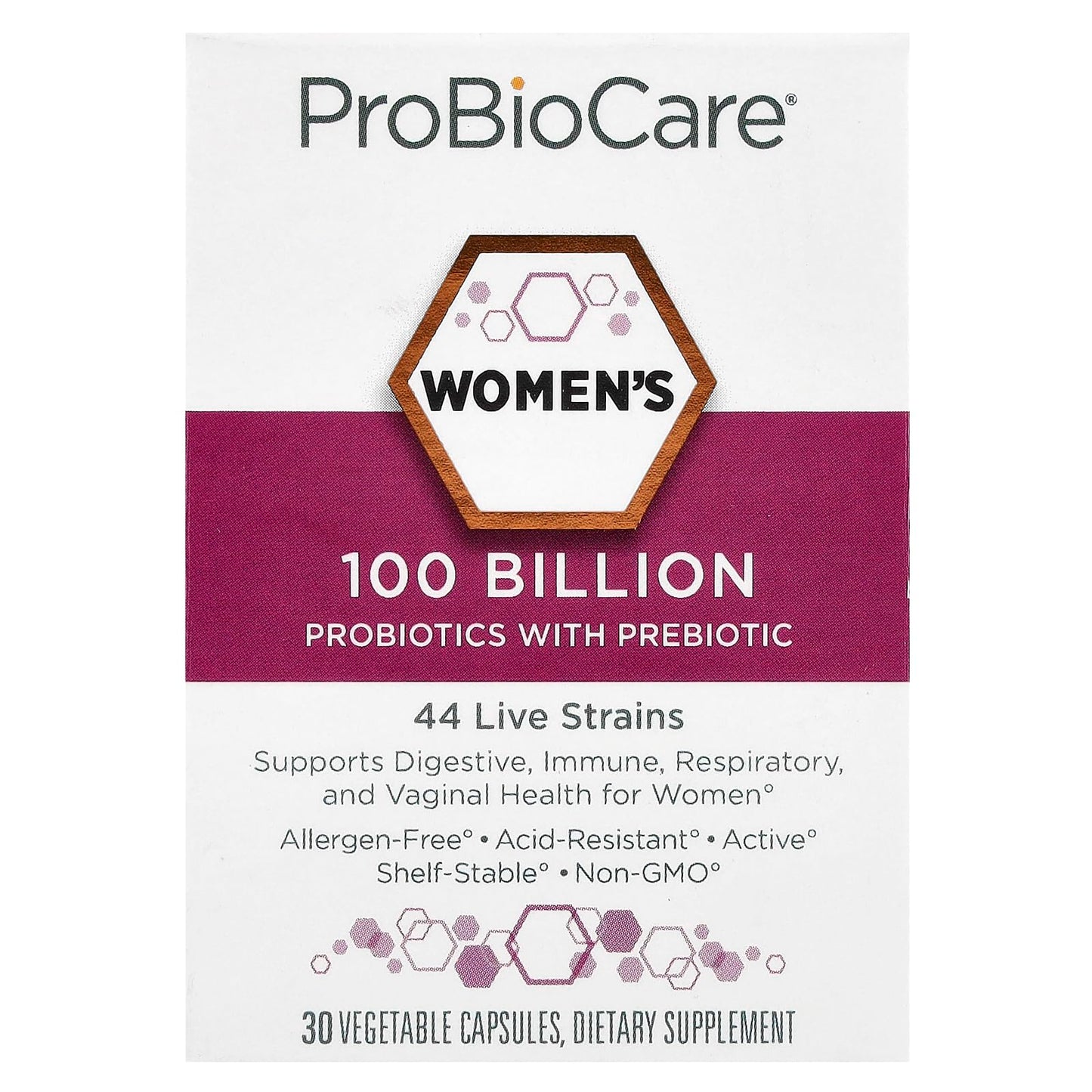 ProBioCare Probiotics for Women 100 Billion CFU Multi-Strain Capsules 30 Count