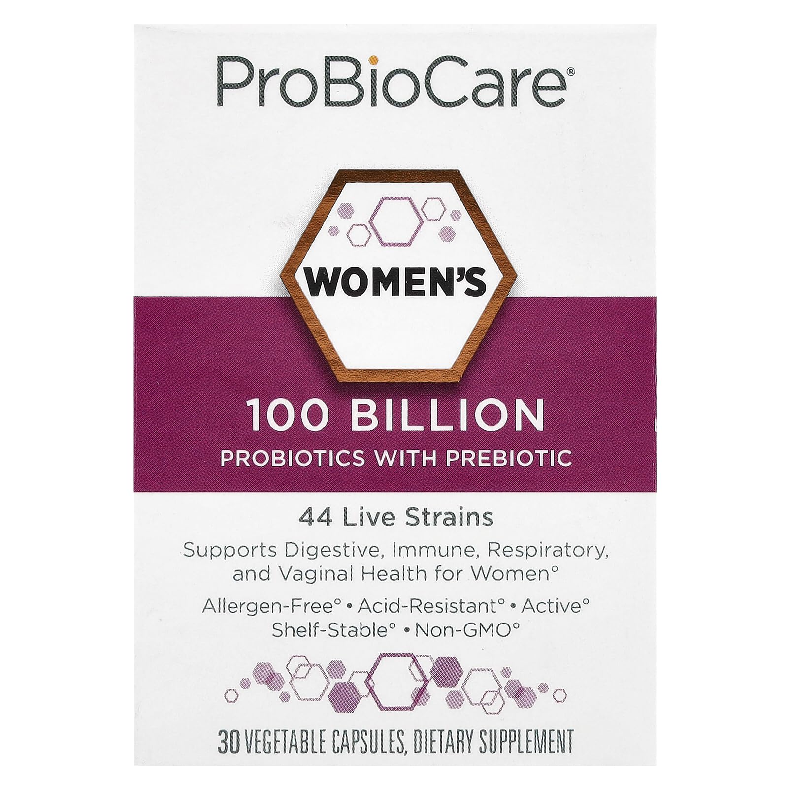 ProBioCare Probiotics for Women 100 Billion CFU Multi-Strain Capsules 30 Count