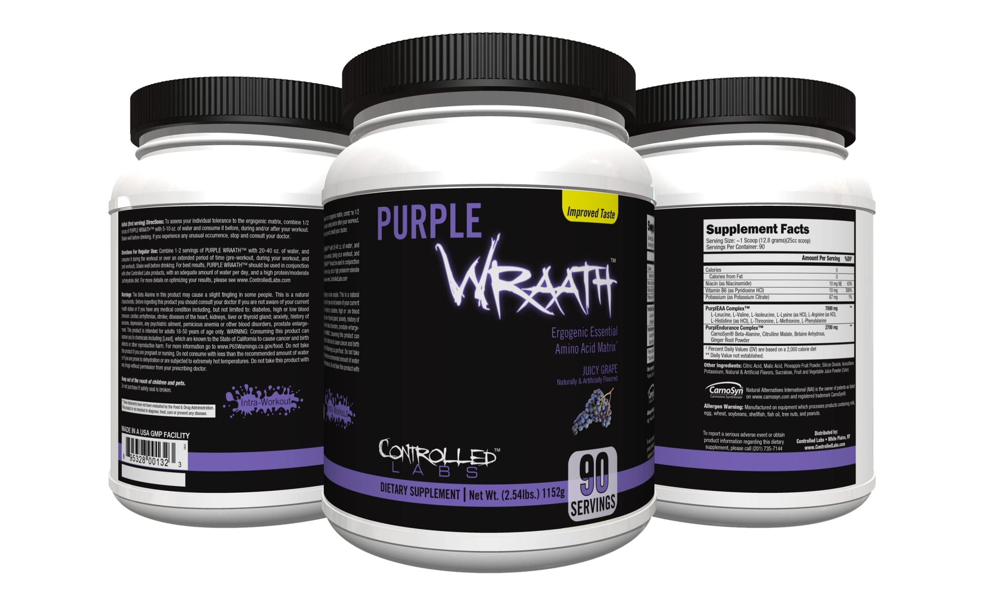CONTROLLED LABS Purple Wraath BCAA and EAA Amino Acid Supplement Powder, 2.48 Pound